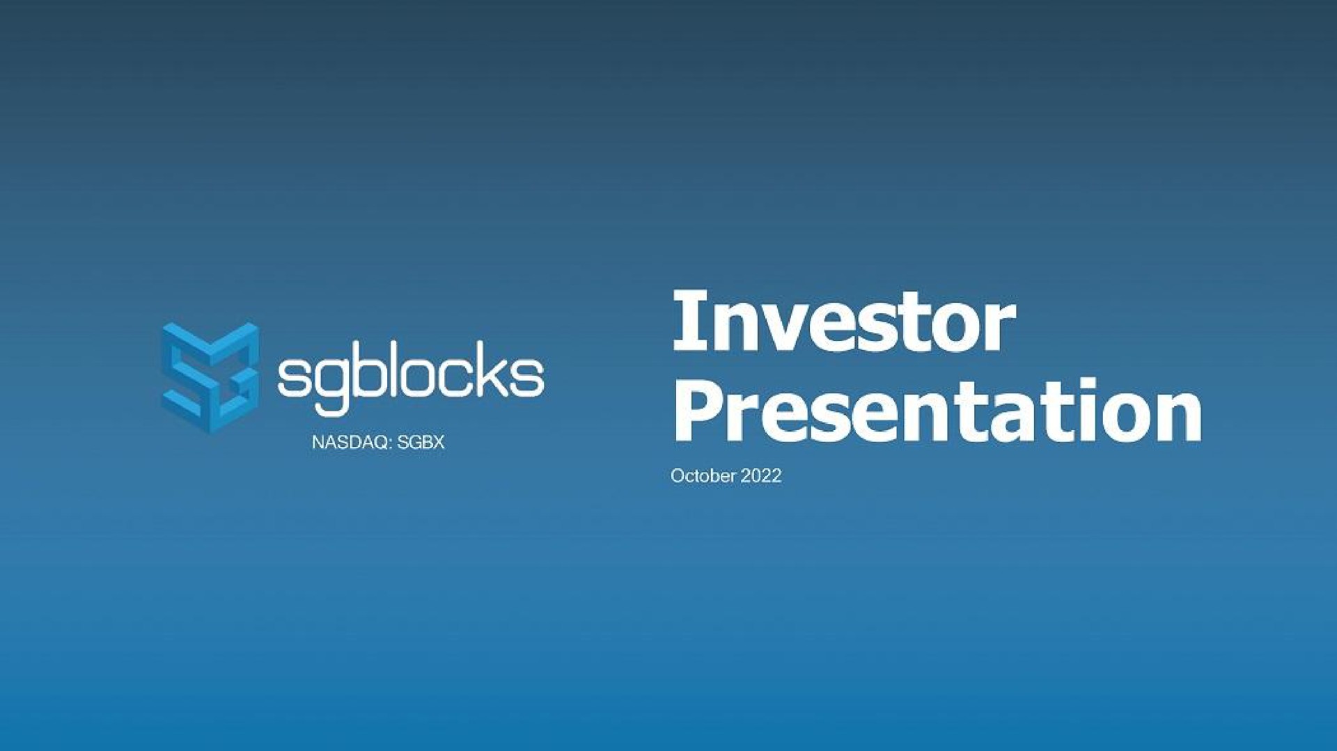 SG Blocks - Investor Presentations And Pitch Decks | Slidebook.io