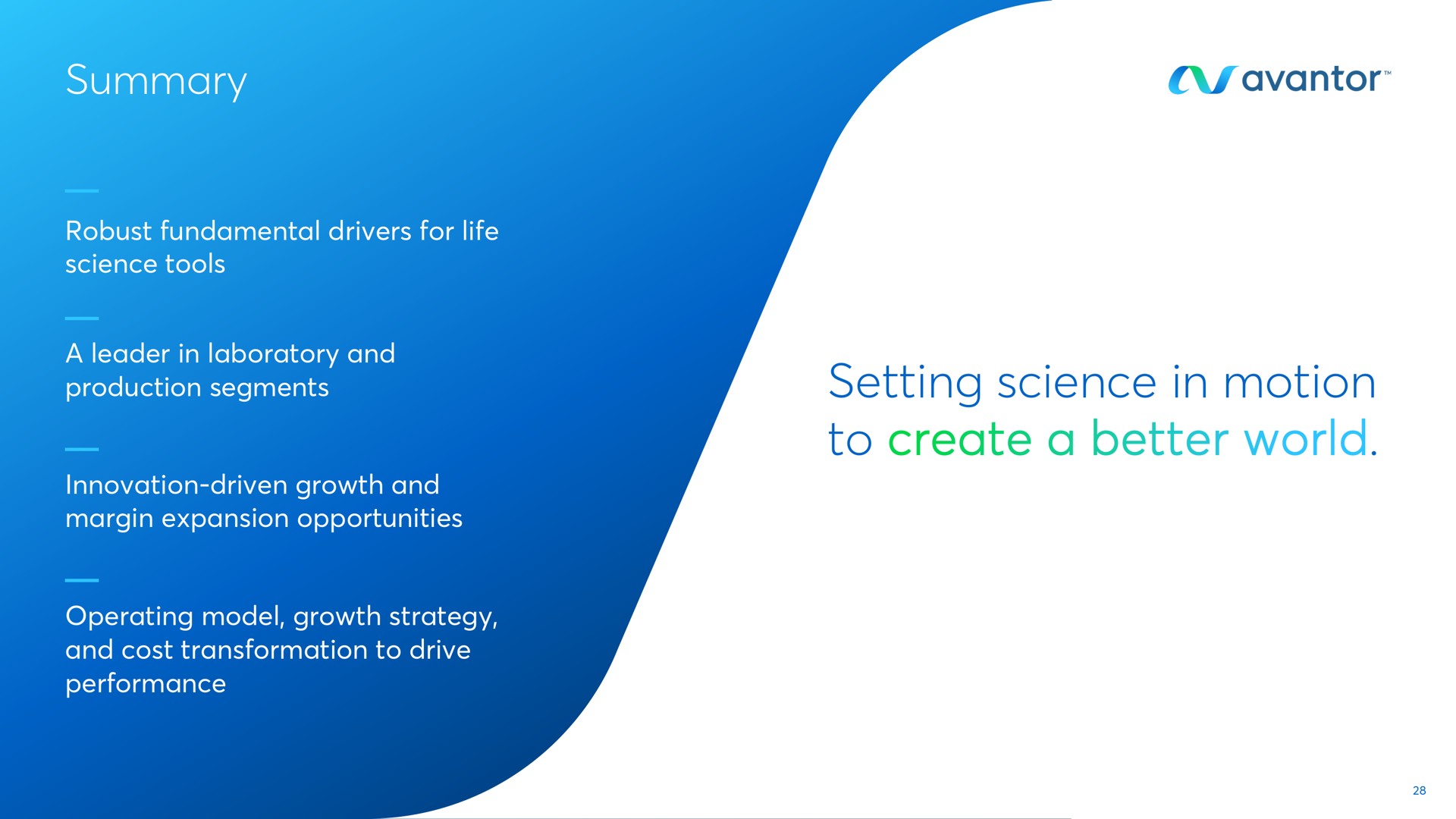 summary setting science in motion to create a better world | Avantor