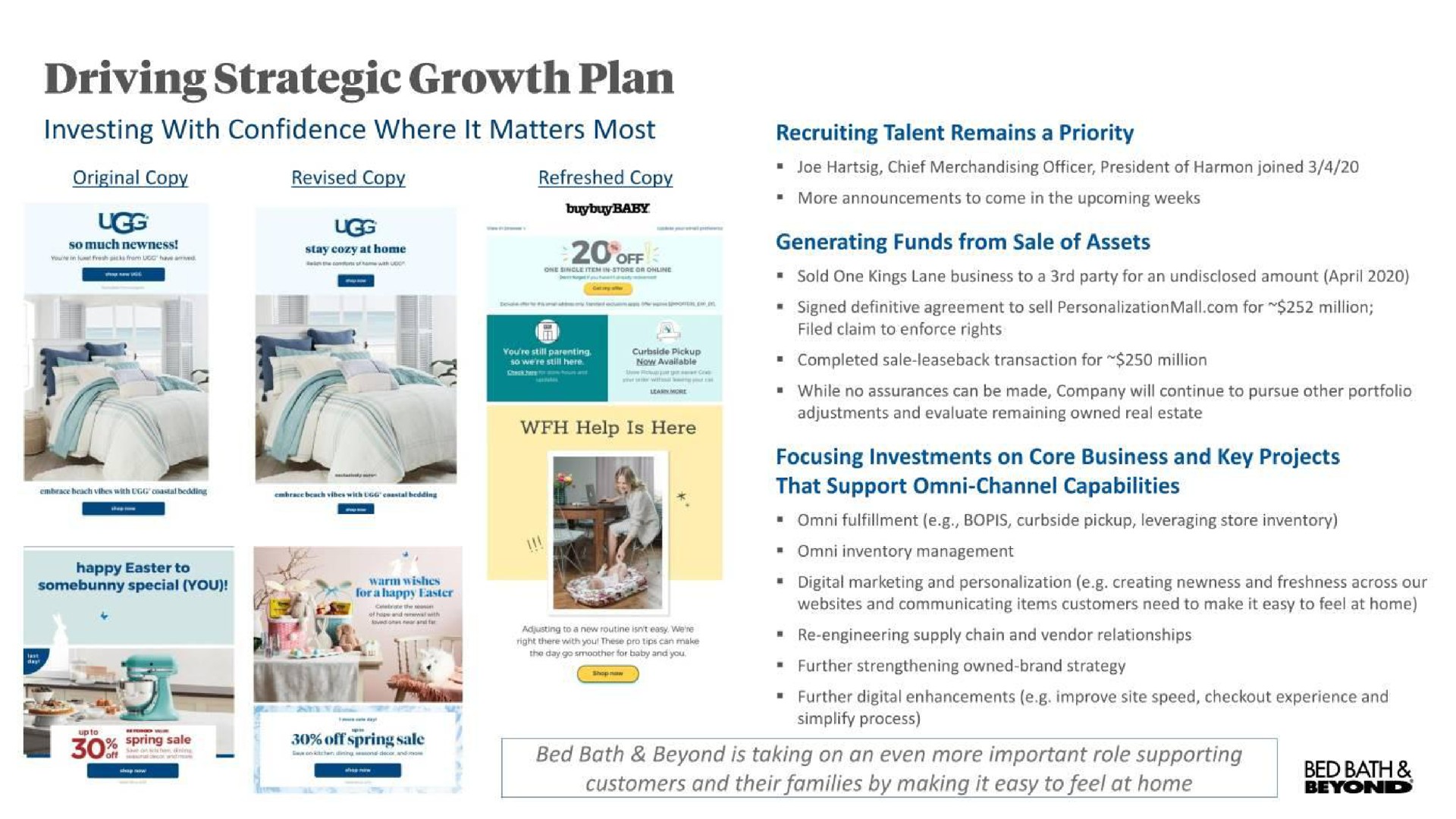 or driving strategic growth plan investing with confidence where it matters most | Bed Bath & Beyond