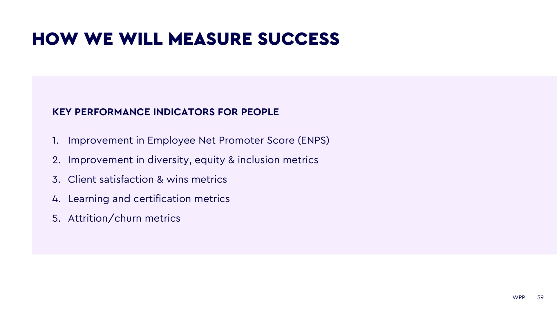 how we will measure success | WPP