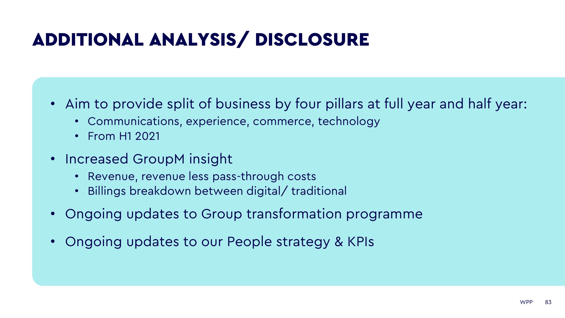 additional analysis disclosure | WPP