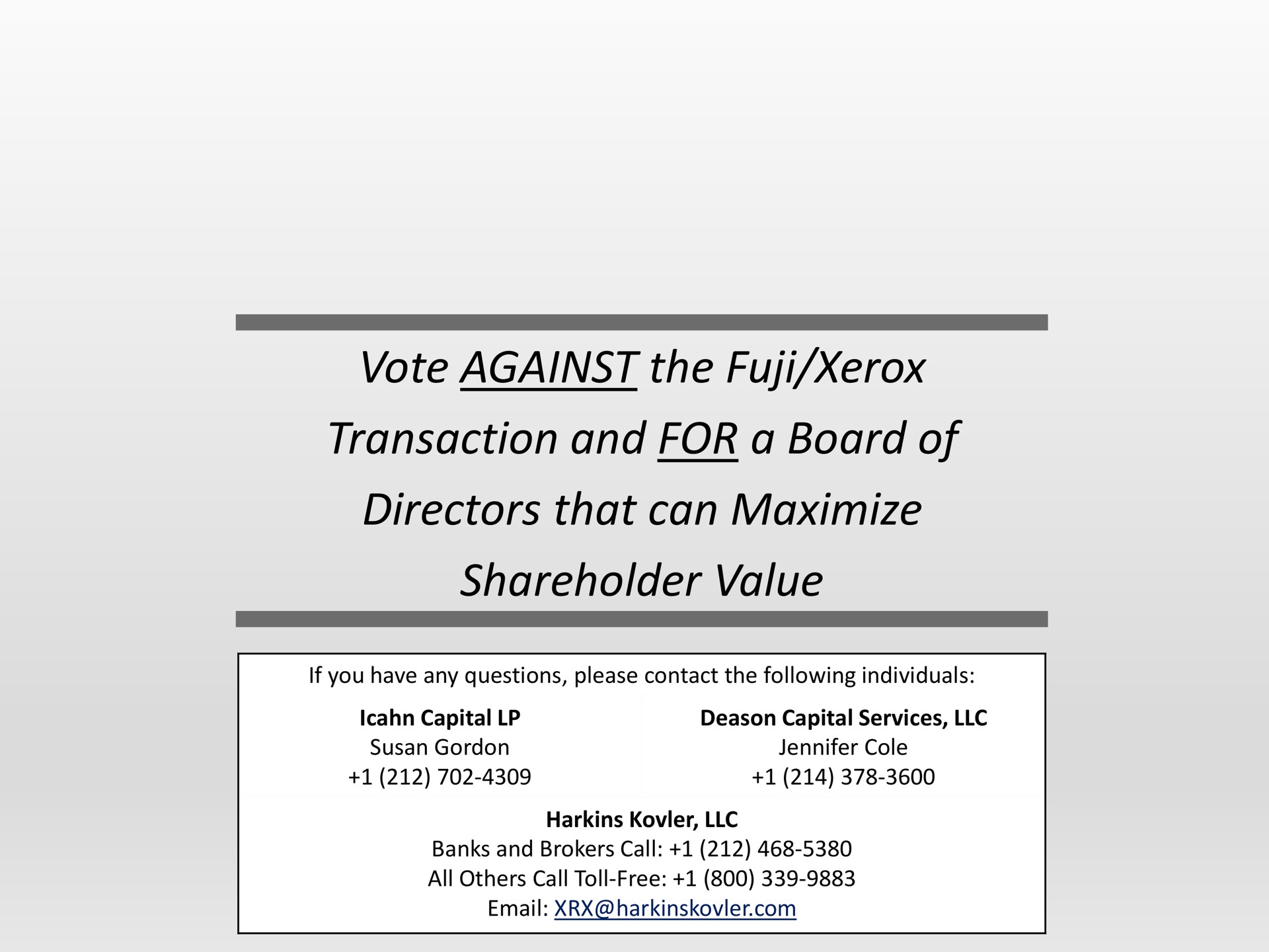 vote against the fuji transaction and for a board of directors that can maximize shareholder value | Icahn Enterprises