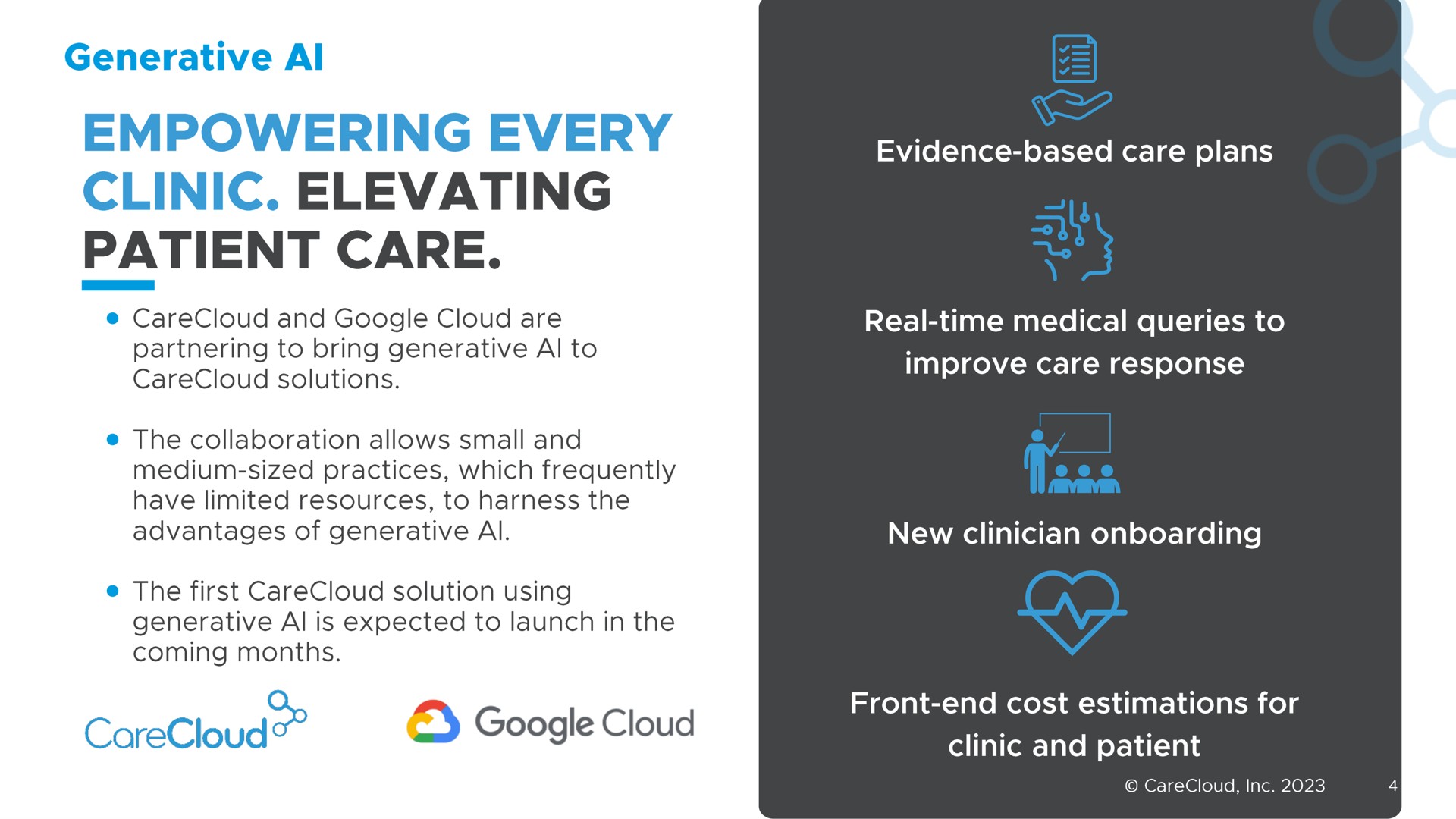 generative empowering every clinic elevating patient care cloud evidence based care plans real time medical queries to improve care response new clinician clinic and patient | CareCloud