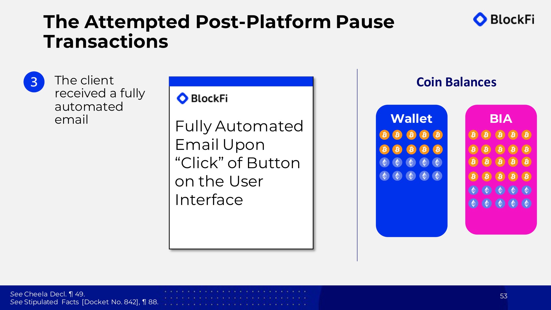 the attempted post platform pause transactions fully upon click of button on the user interface | BlockFi