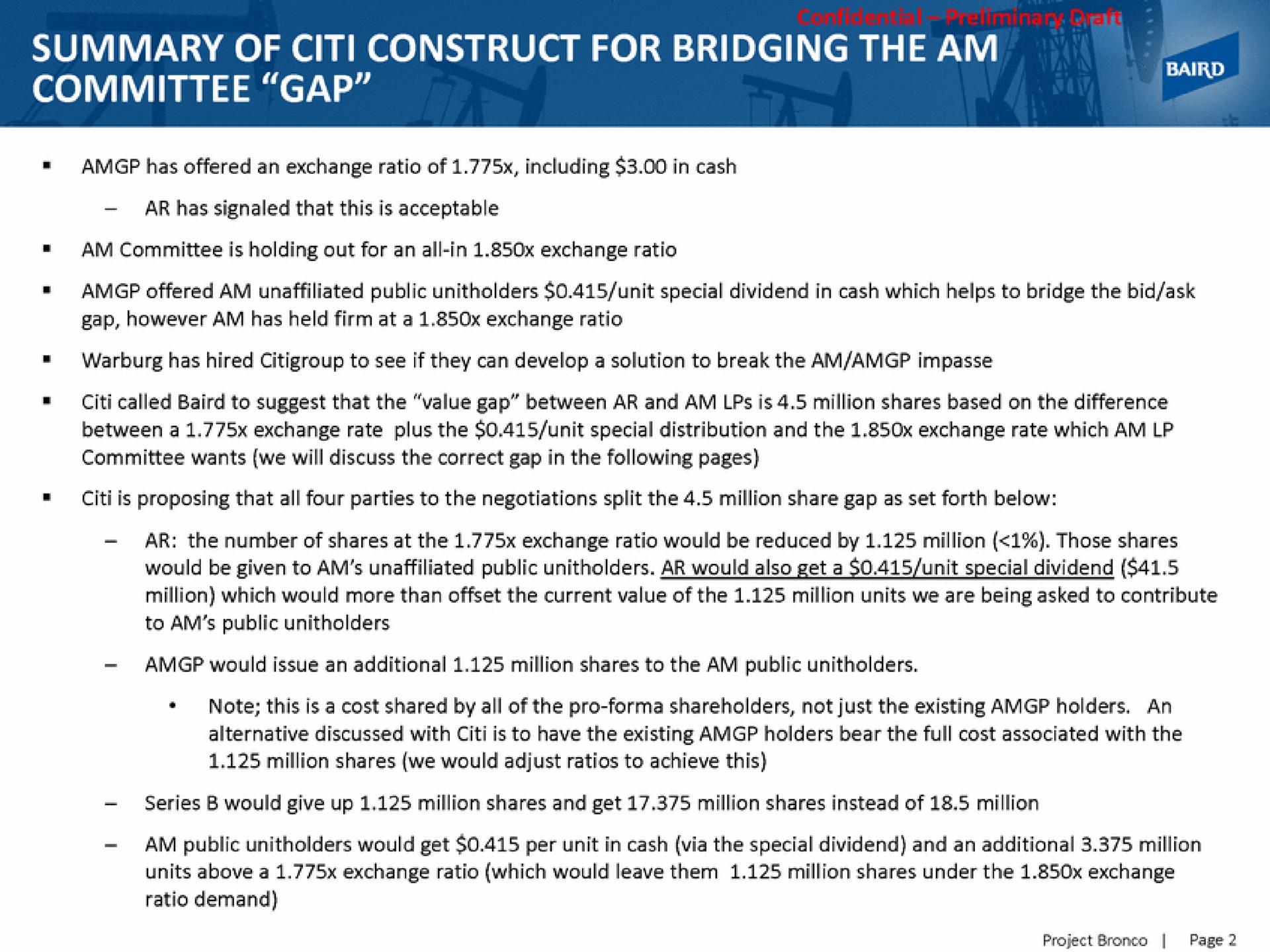 summary of construct for bridging the am committee gap | Baird