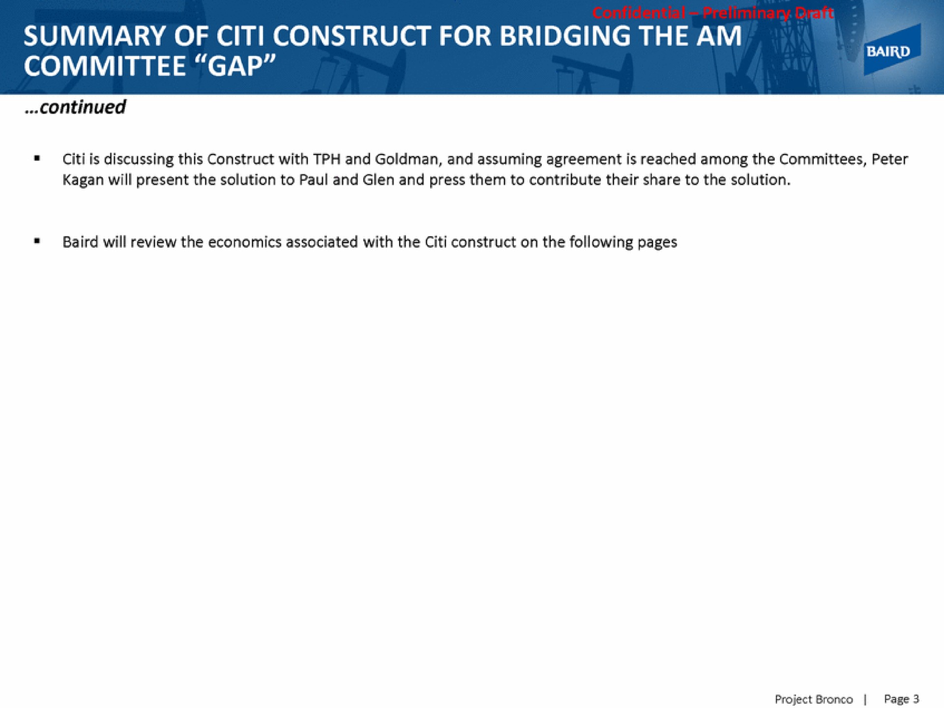 summary of construct for bridging the am committee gap | Baird