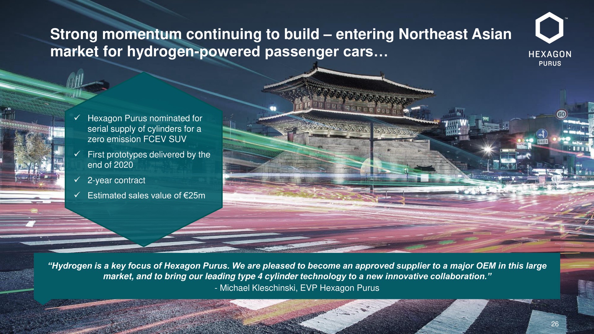 strong momentum continuing to build entering northeast market for hydrogen powered passenger cars hexagon | Hexagon Purus