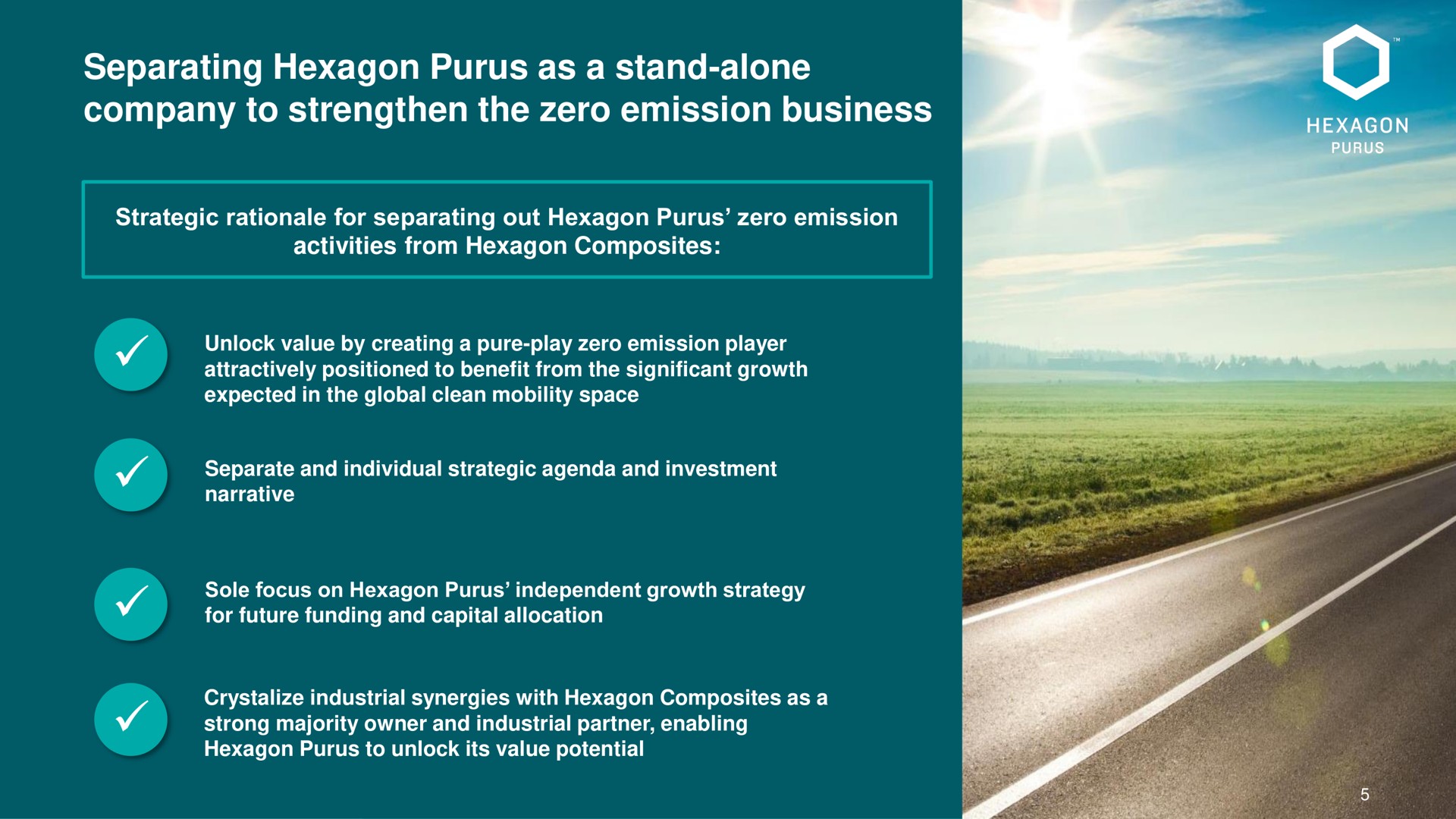 separating hexagon as a stand alone company to strengthen the zero emission business | Hexagon Purus