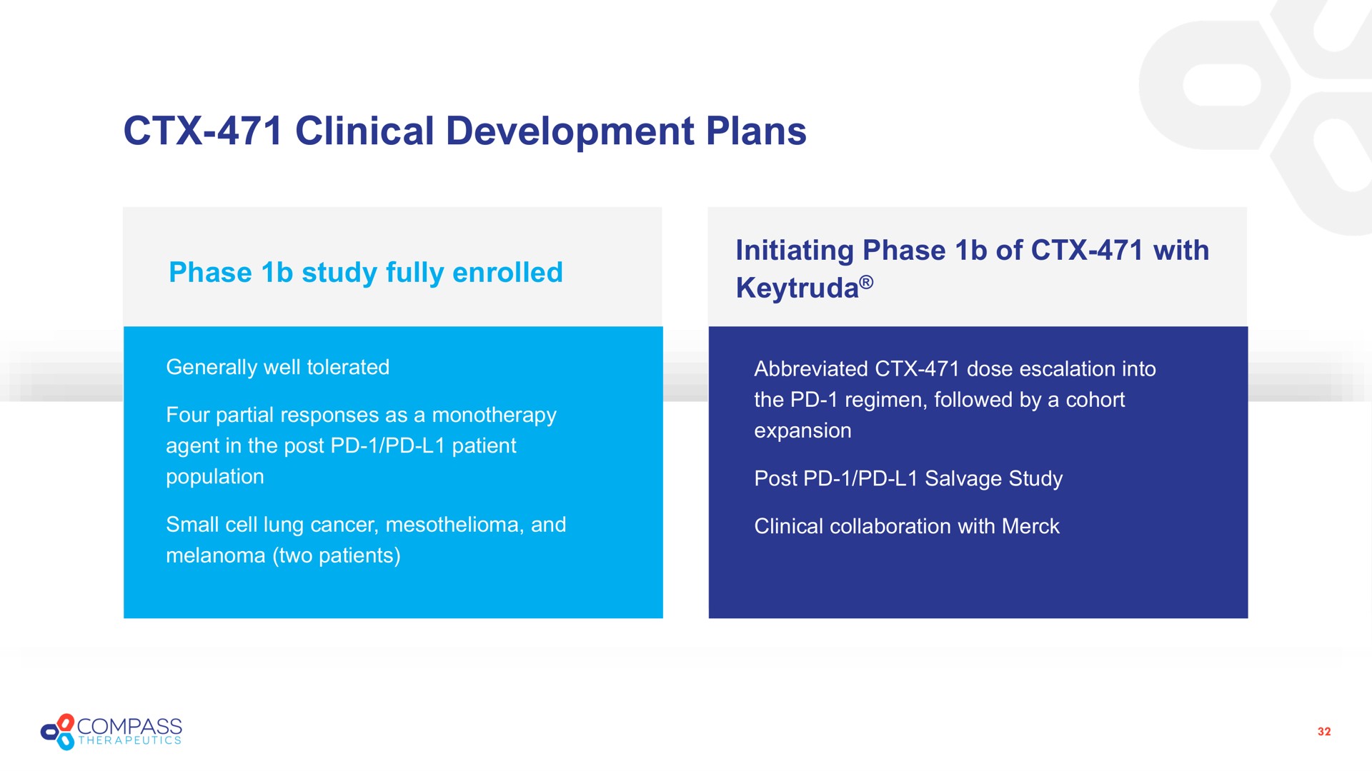 clinical development plans | Compass Therapeutics
