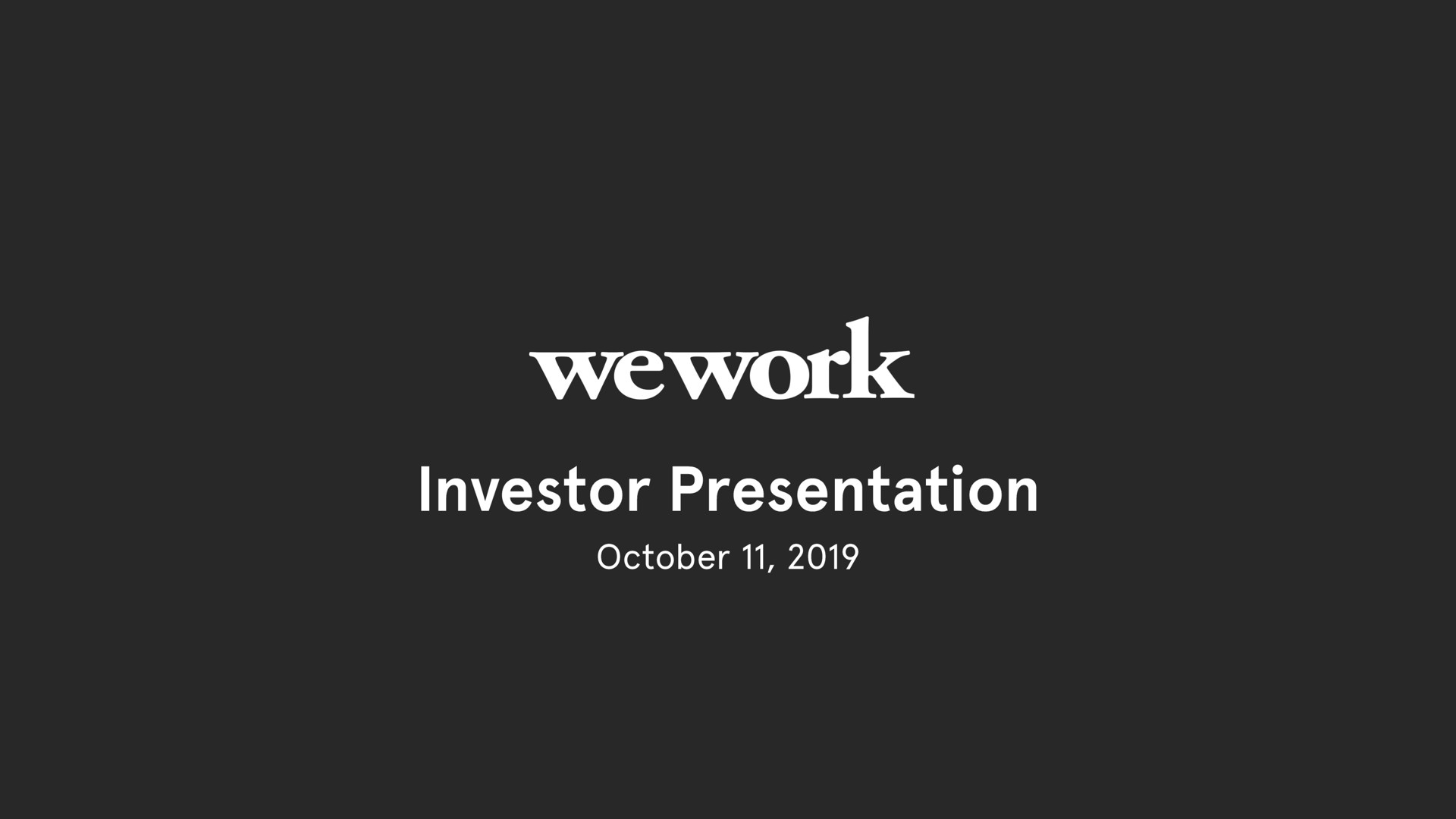 investor presentation | WeWork