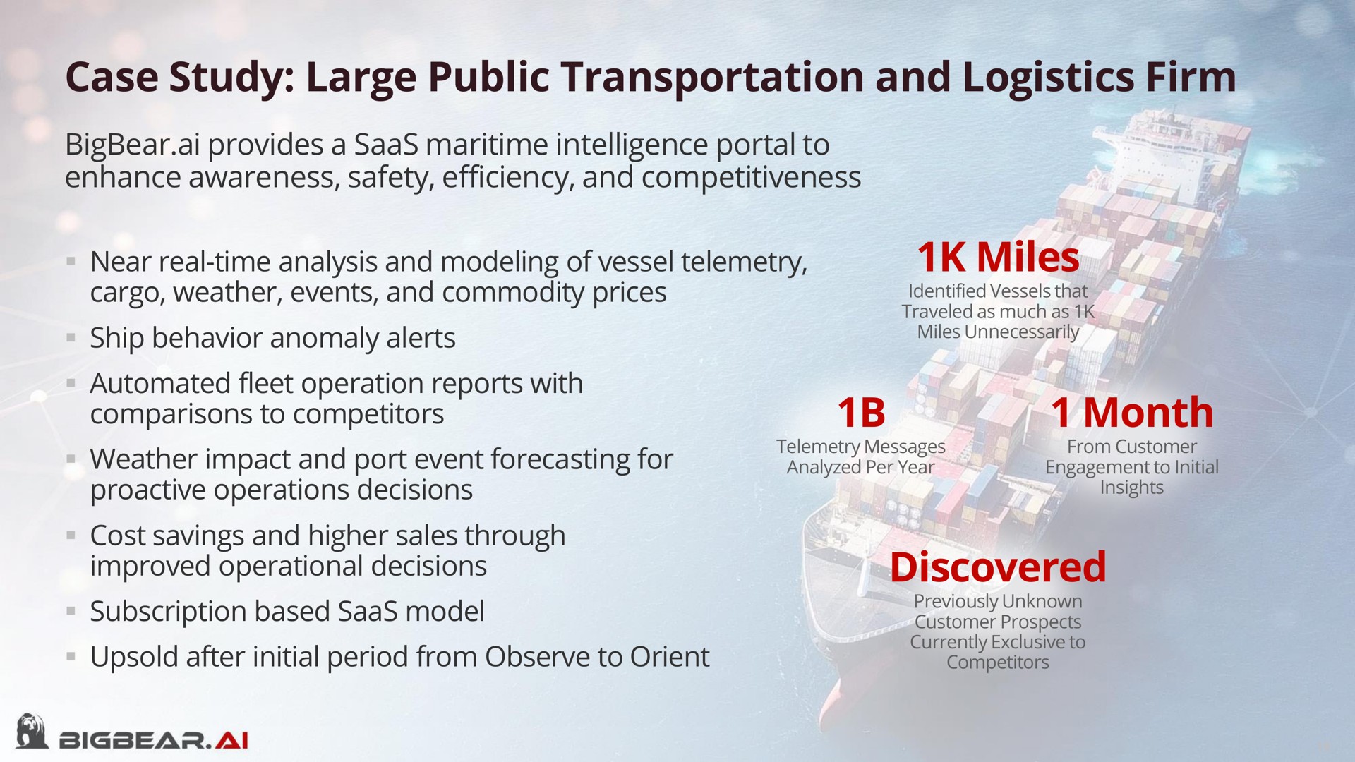 case study large public transportation and logistics firm miles month discovered subscription based model | Bigbear AI