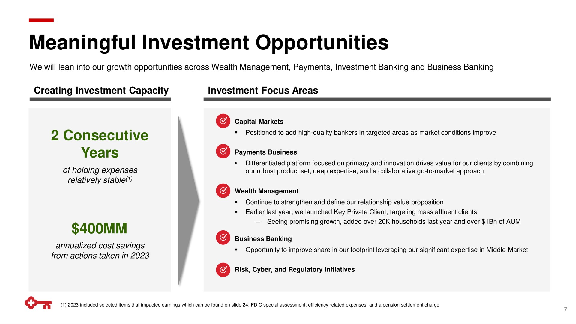 meaningful investment opportunities consecutive years | KeyCorp