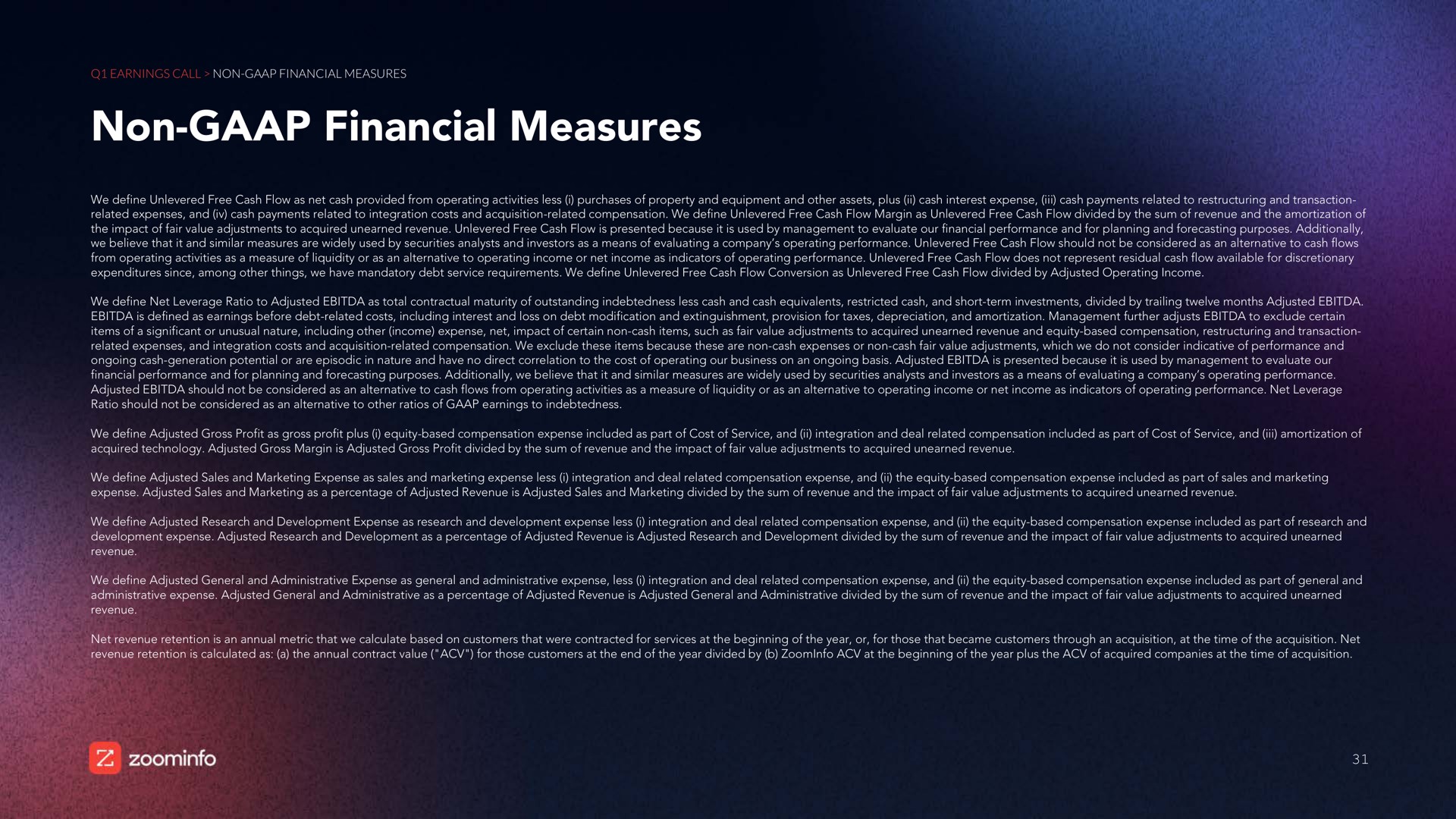 non financial measures | Zoominfo