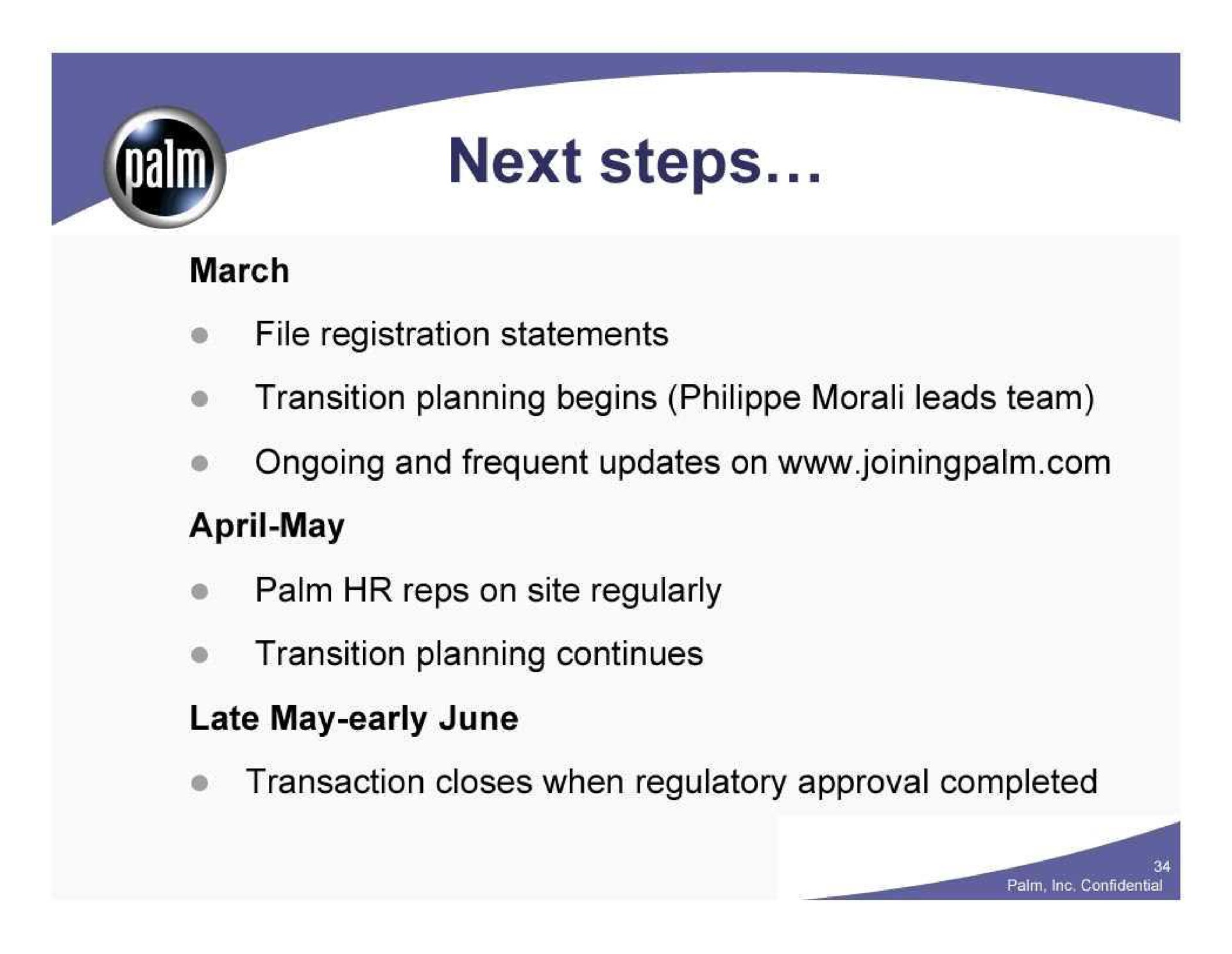 next steps | Palm Inc.