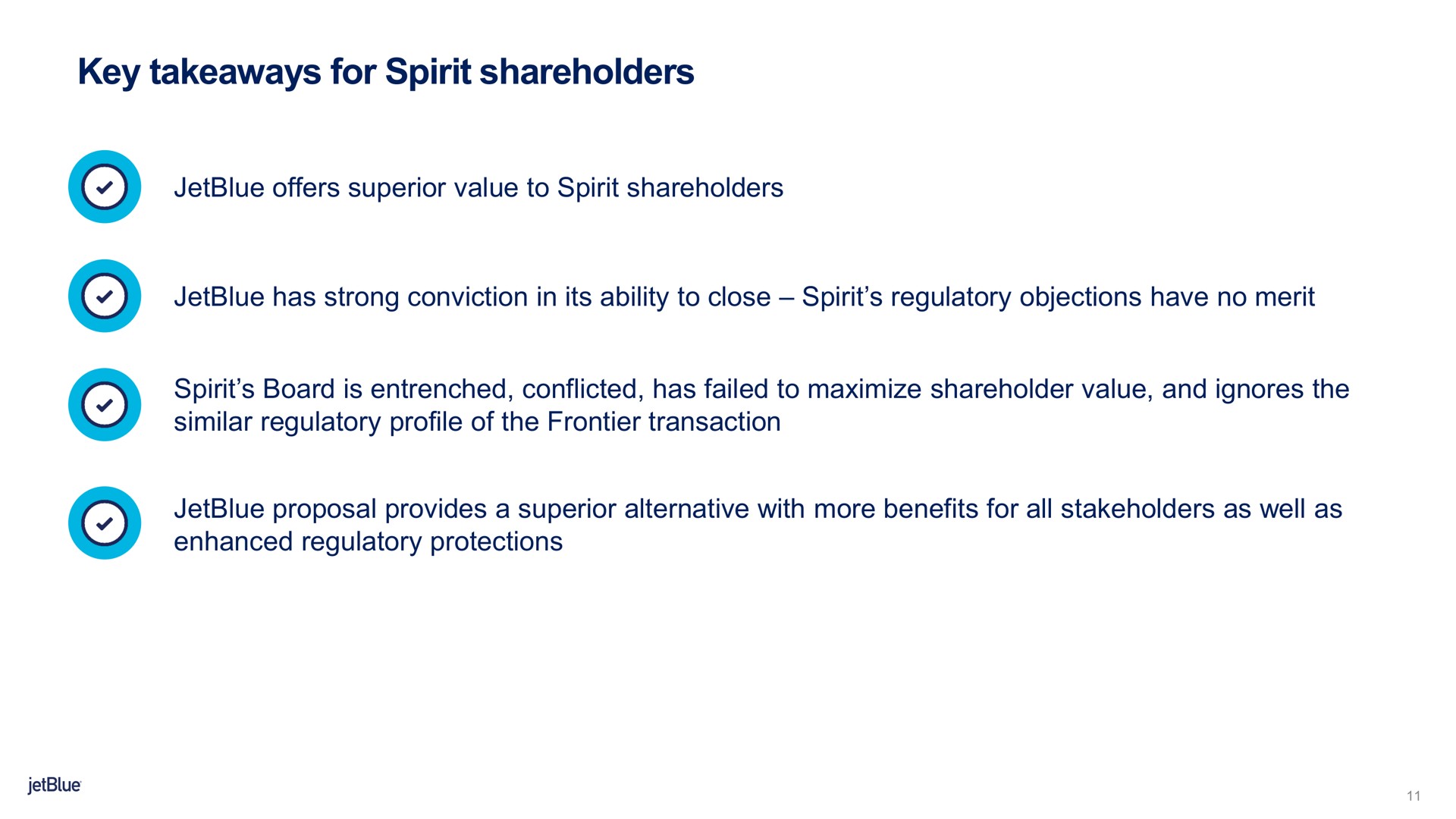 key for spirit shareholders | jetBlue