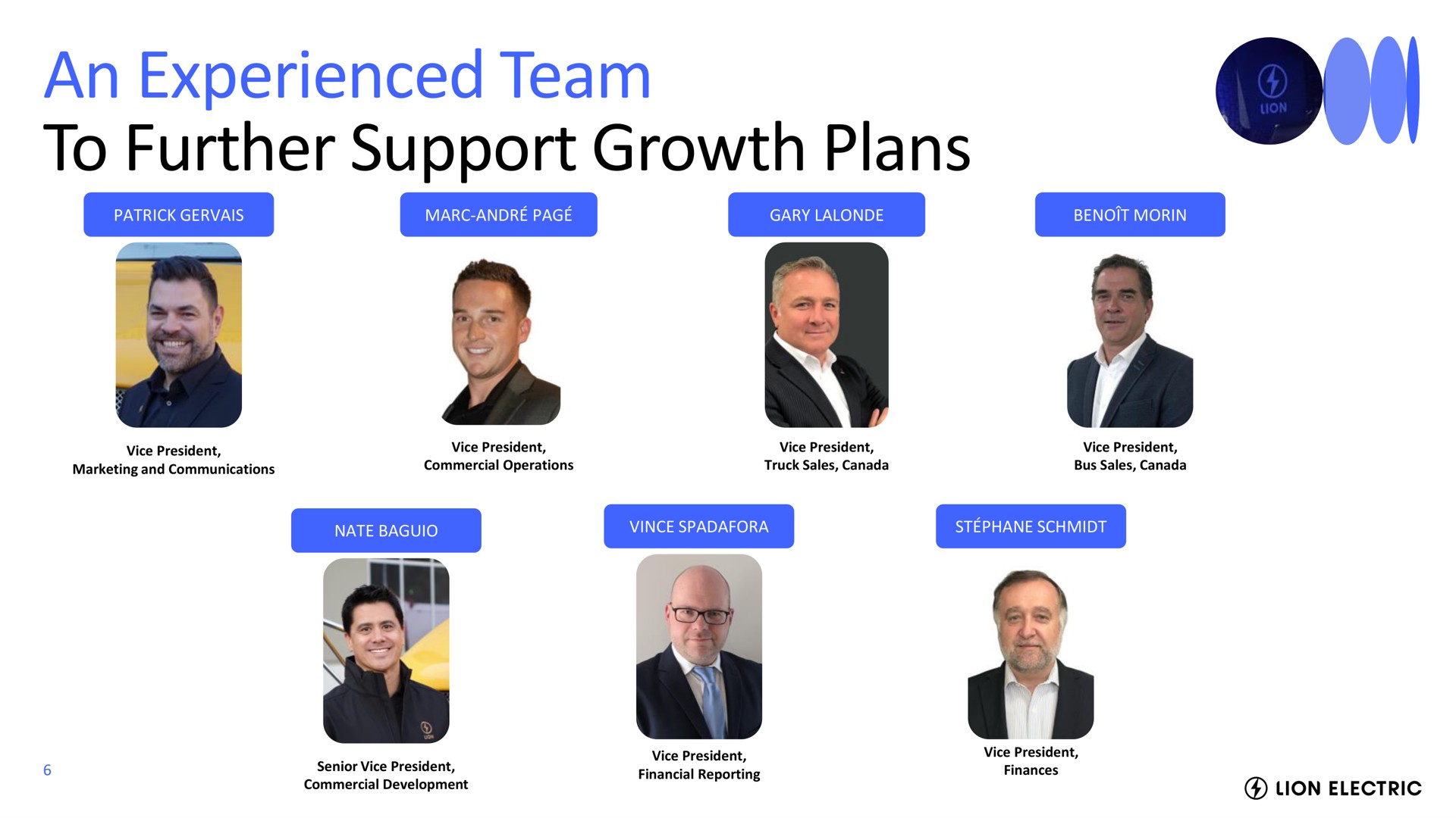 an experienced team to further support growth plans | Lion Electric