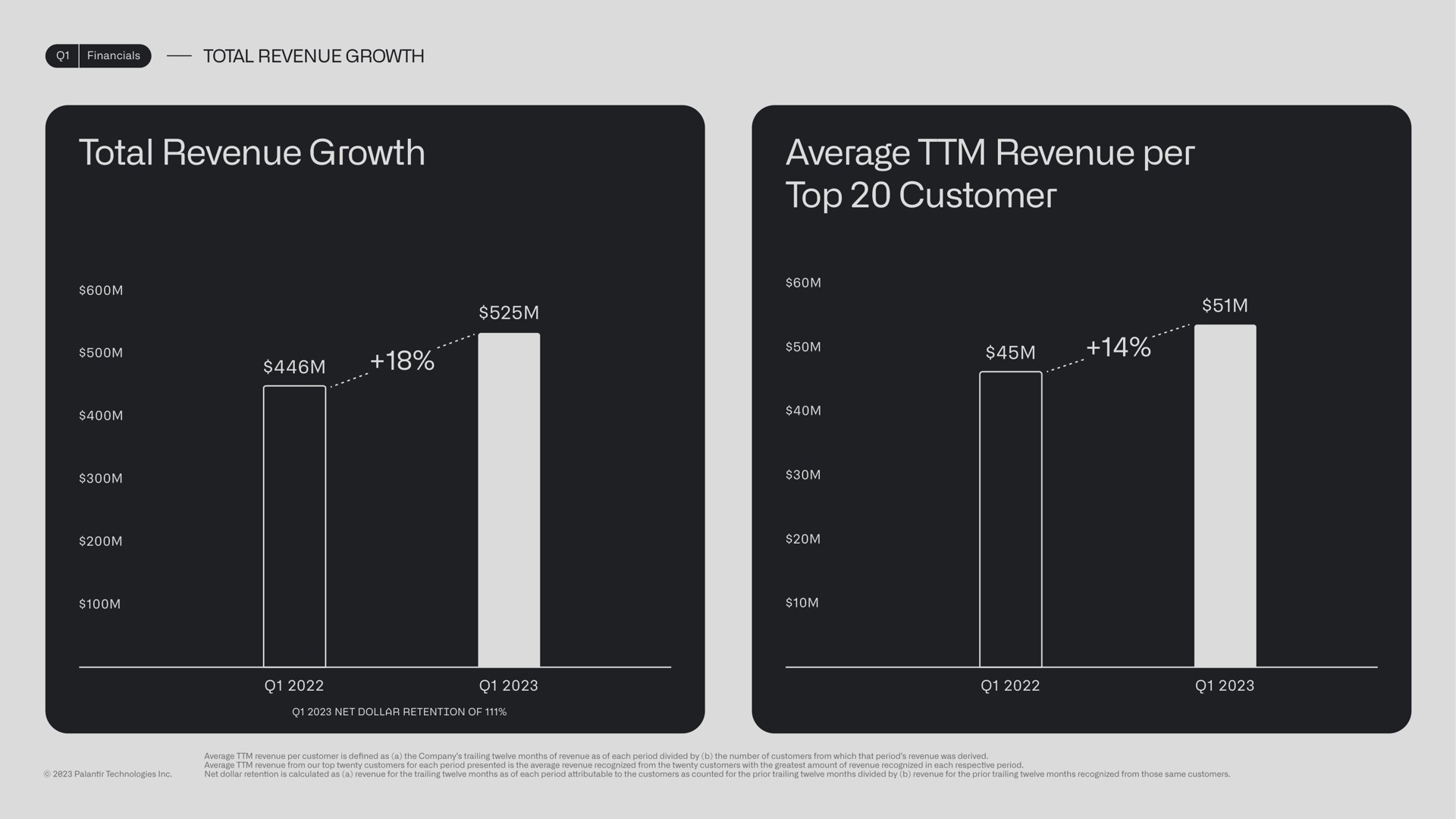 total revenue growth average revenue per top customer | Palantir