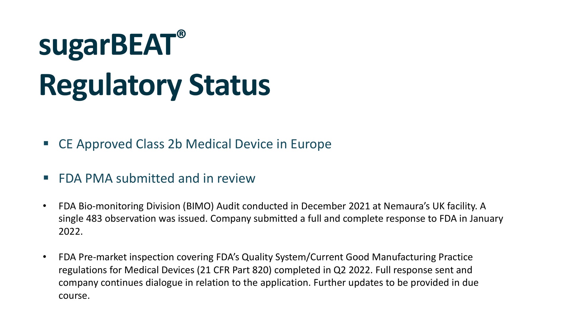 regulatory status | Nemaura Medical