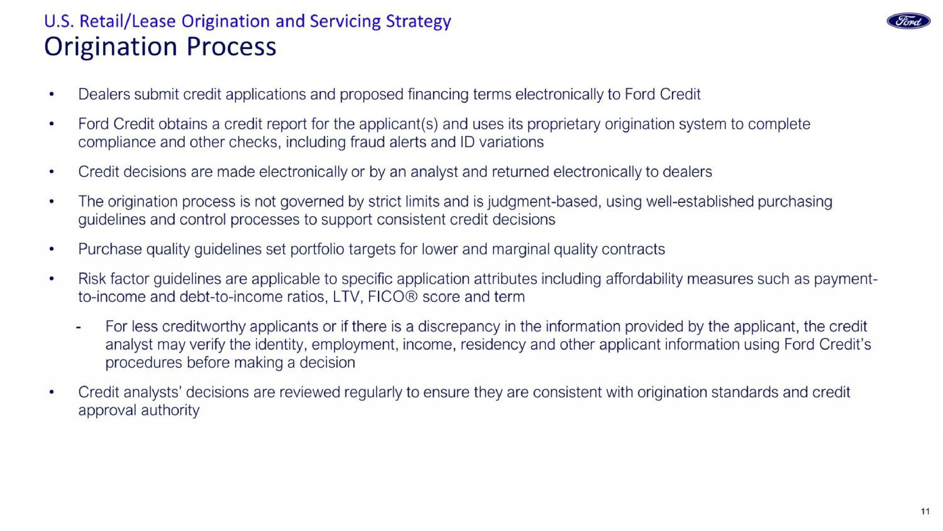 retail lease origination and servicing strategy origination process | Ford Credit