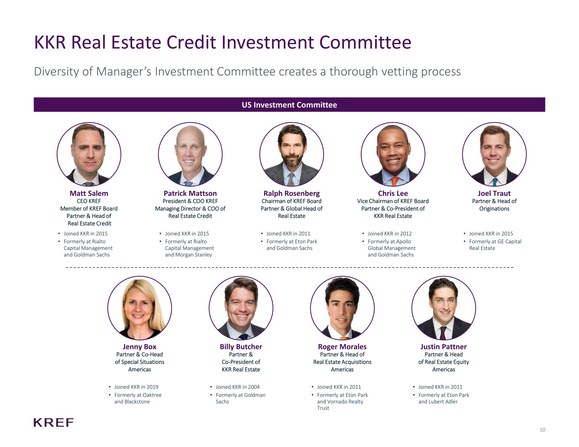 real estate credit investment committee diversity of manager investment committee creates a thorough vetting process | KKR Real Estate Finance Trust