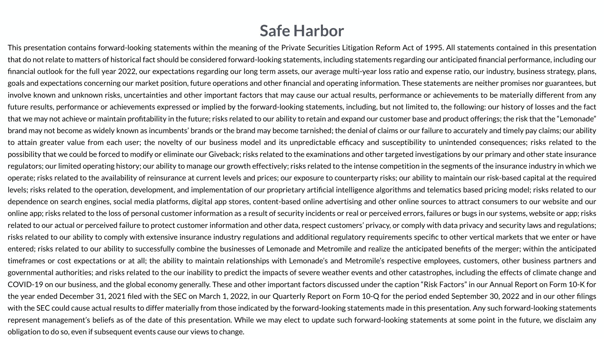 safe harbor | Lemonade