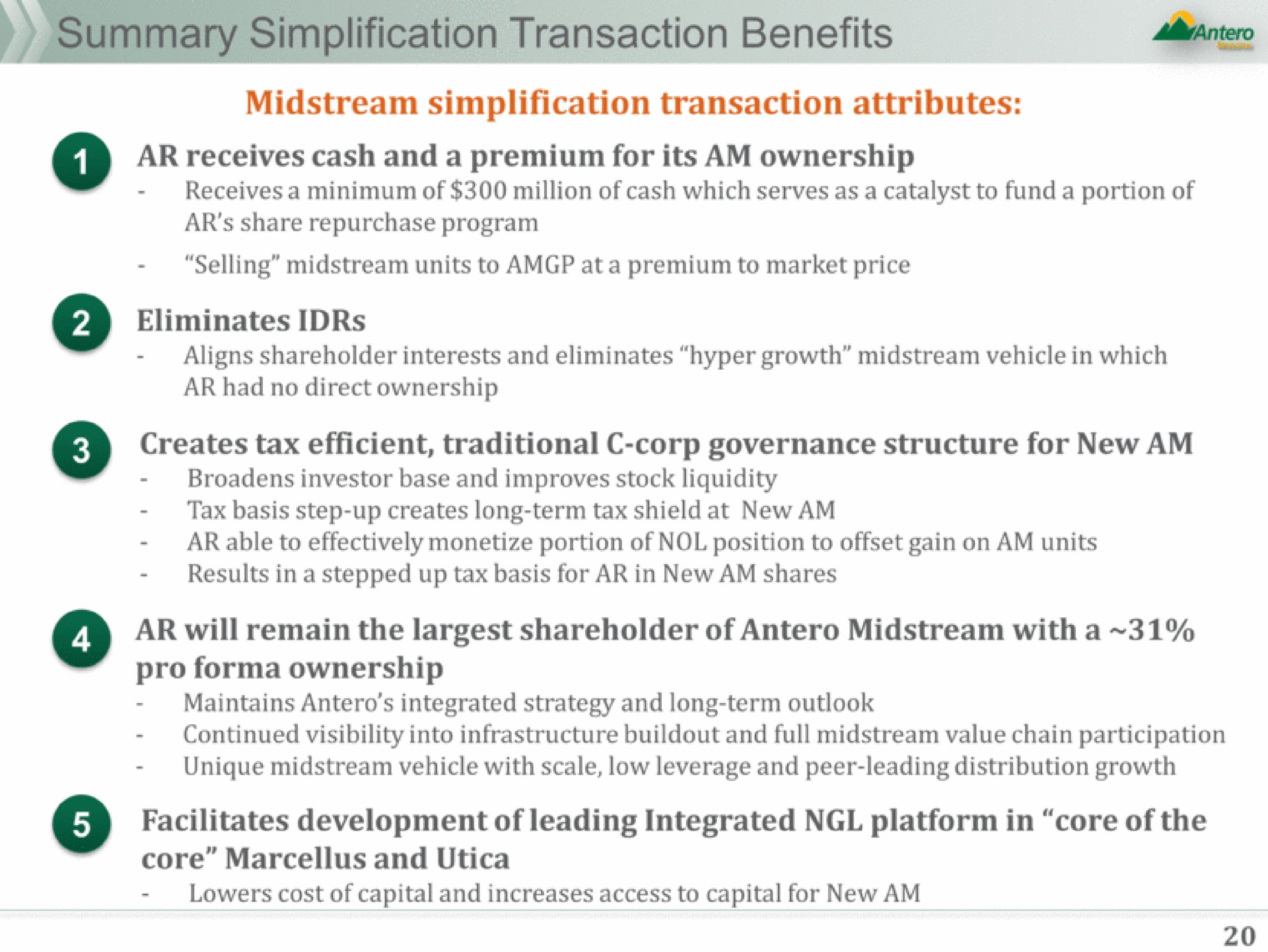 transaction benefits midstream simplification transaction attributes core and | Antero Midstream Partners