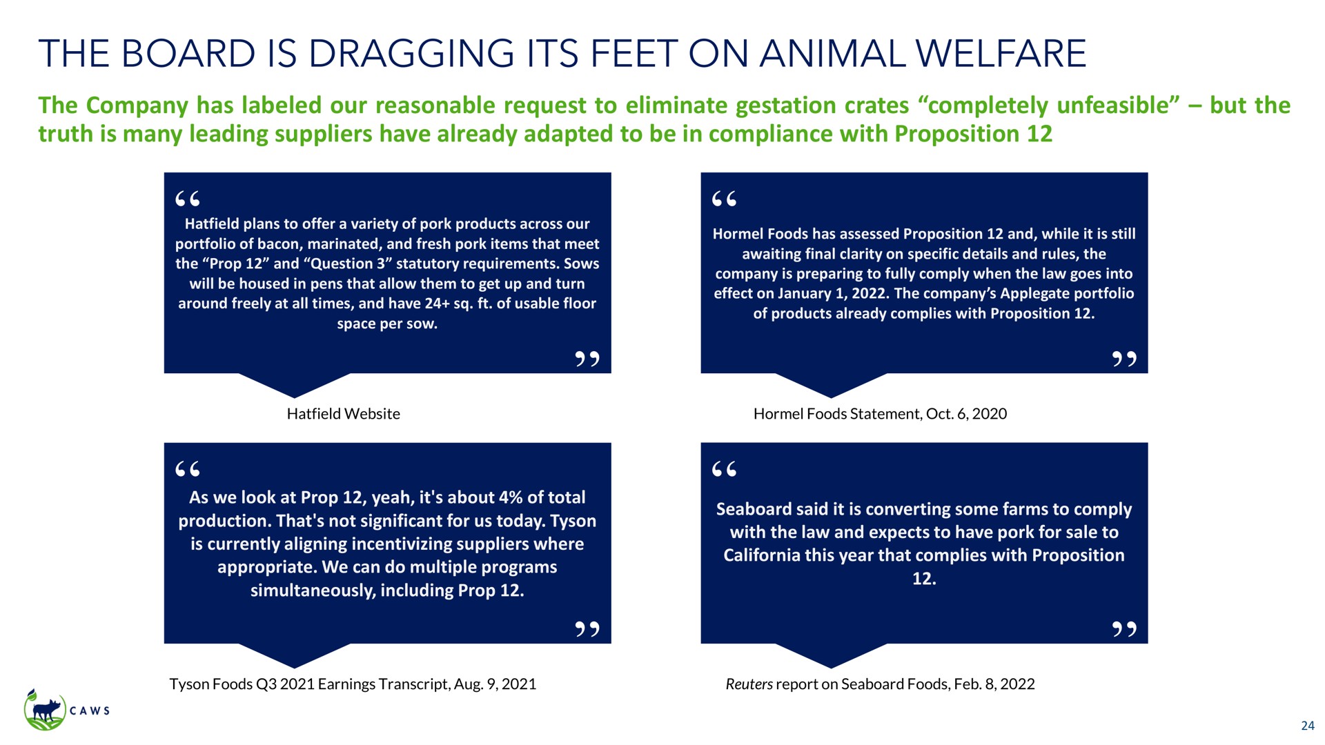 the board is dragging its feet on animal welfare | Icahn Enterprises