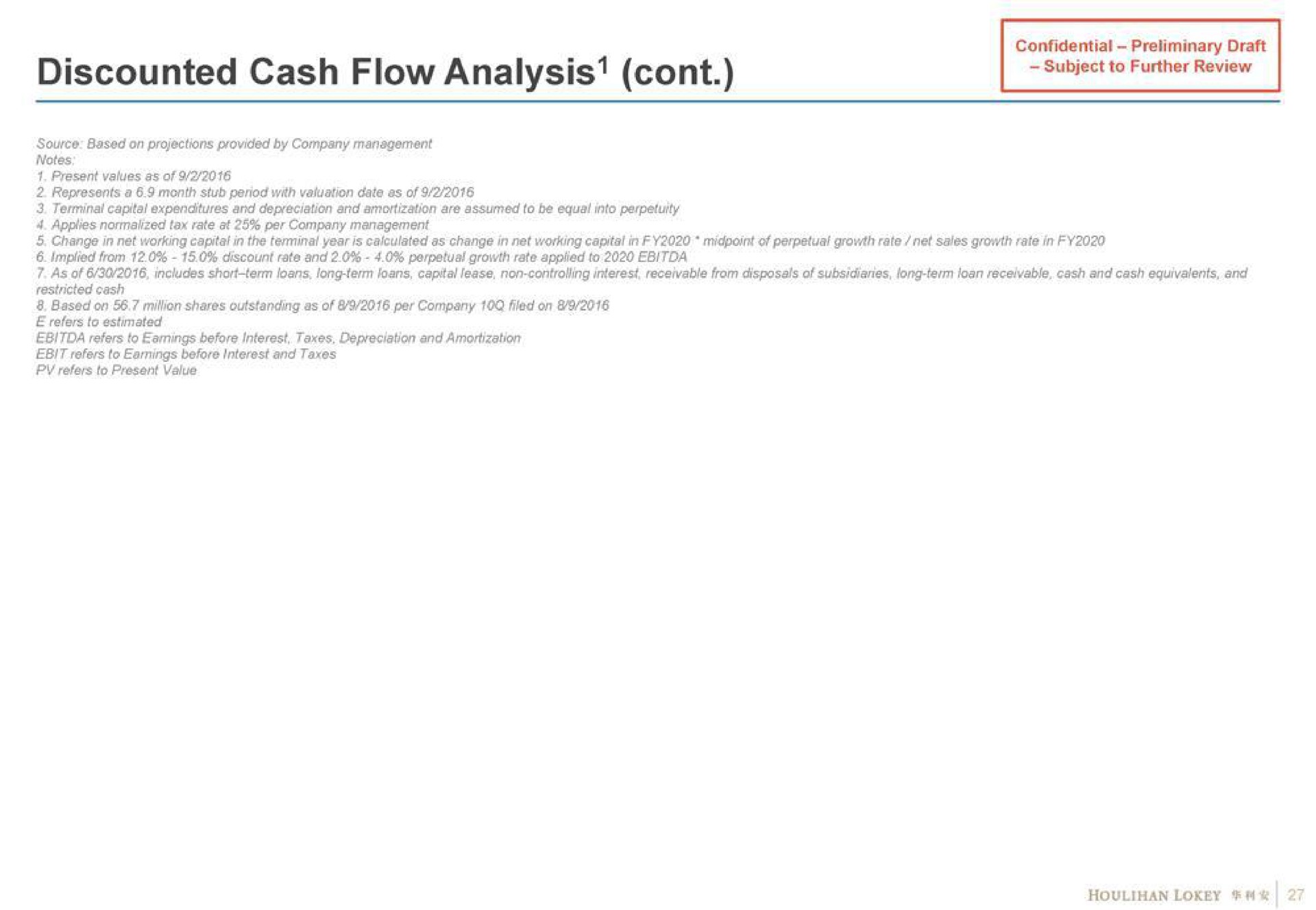 discounted cash flow analysis an | Houlihan Lokey