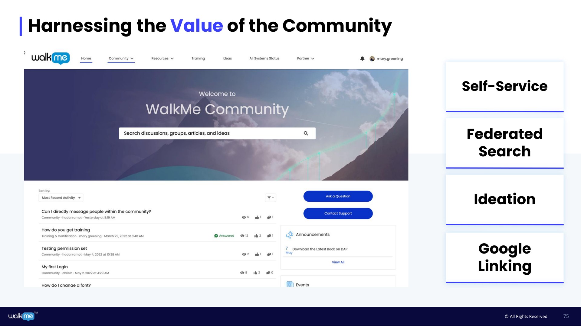 harnessing the value of the community federated search ideation linking | Walkme