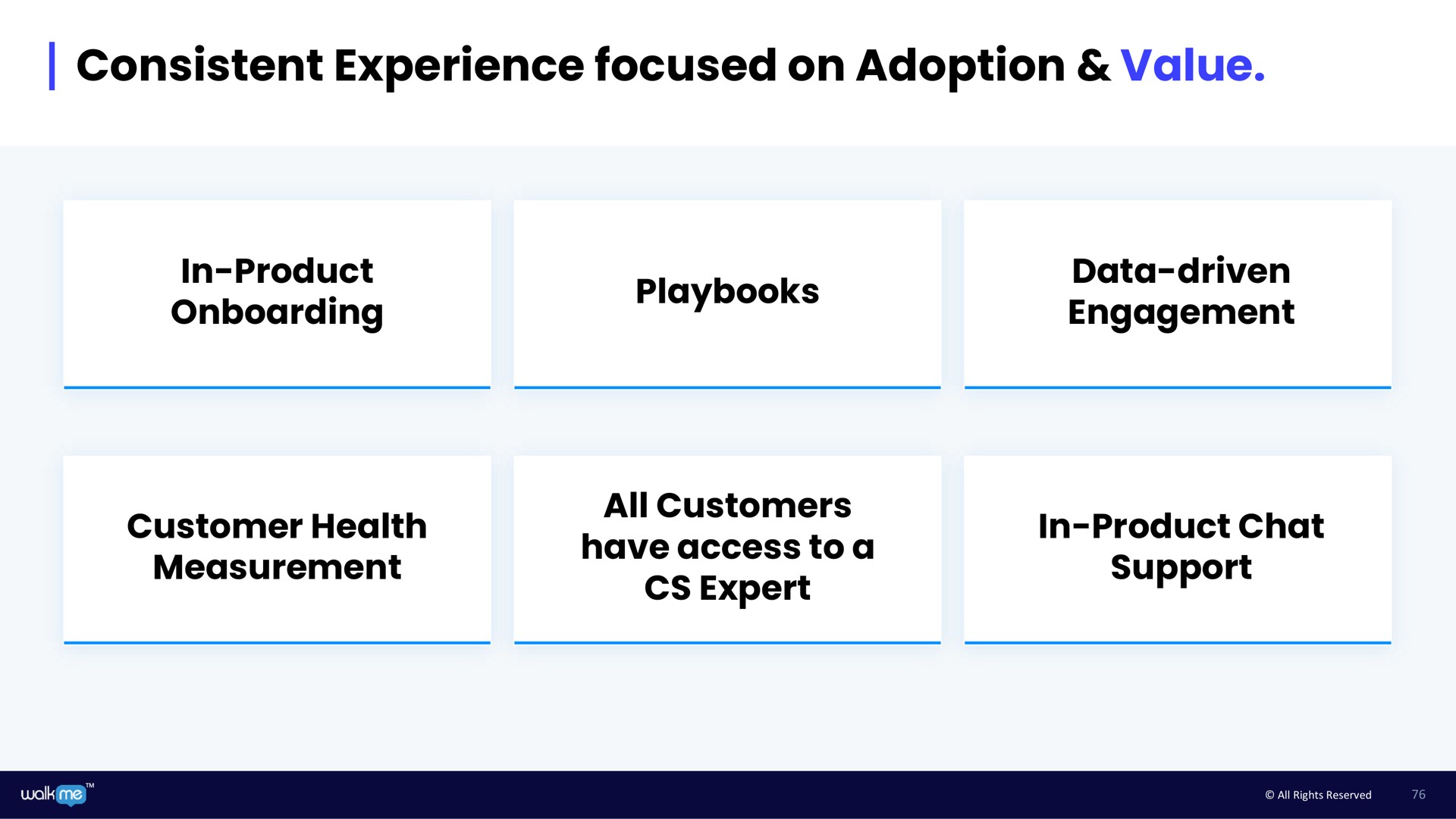 consistent experience focused on adoption value engagement | Walkme