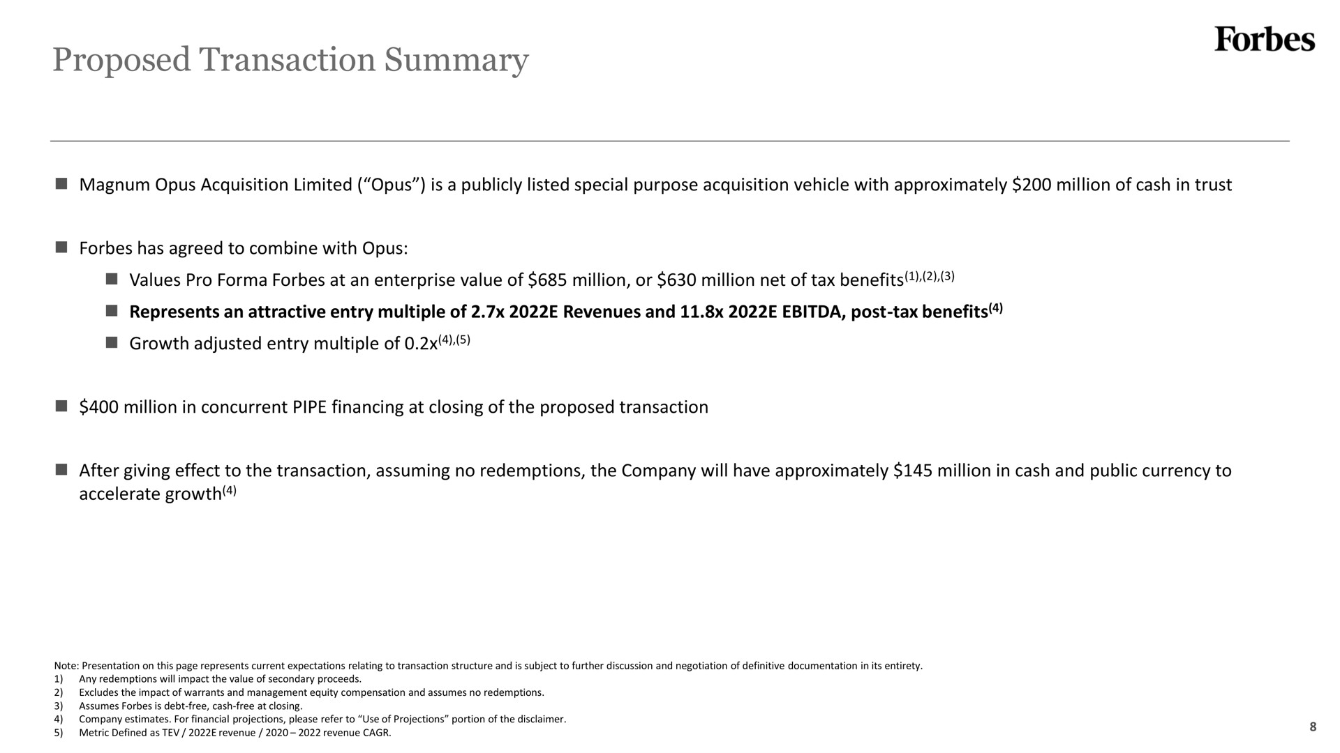 proposed transaction summary | Forbes