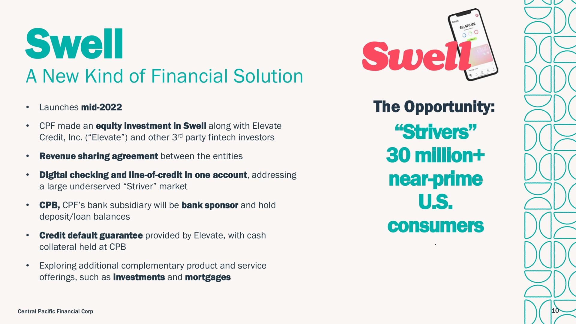 swell a new kind of financial solution the opportunity strivers million near prime consumers | Central Pacific Financial