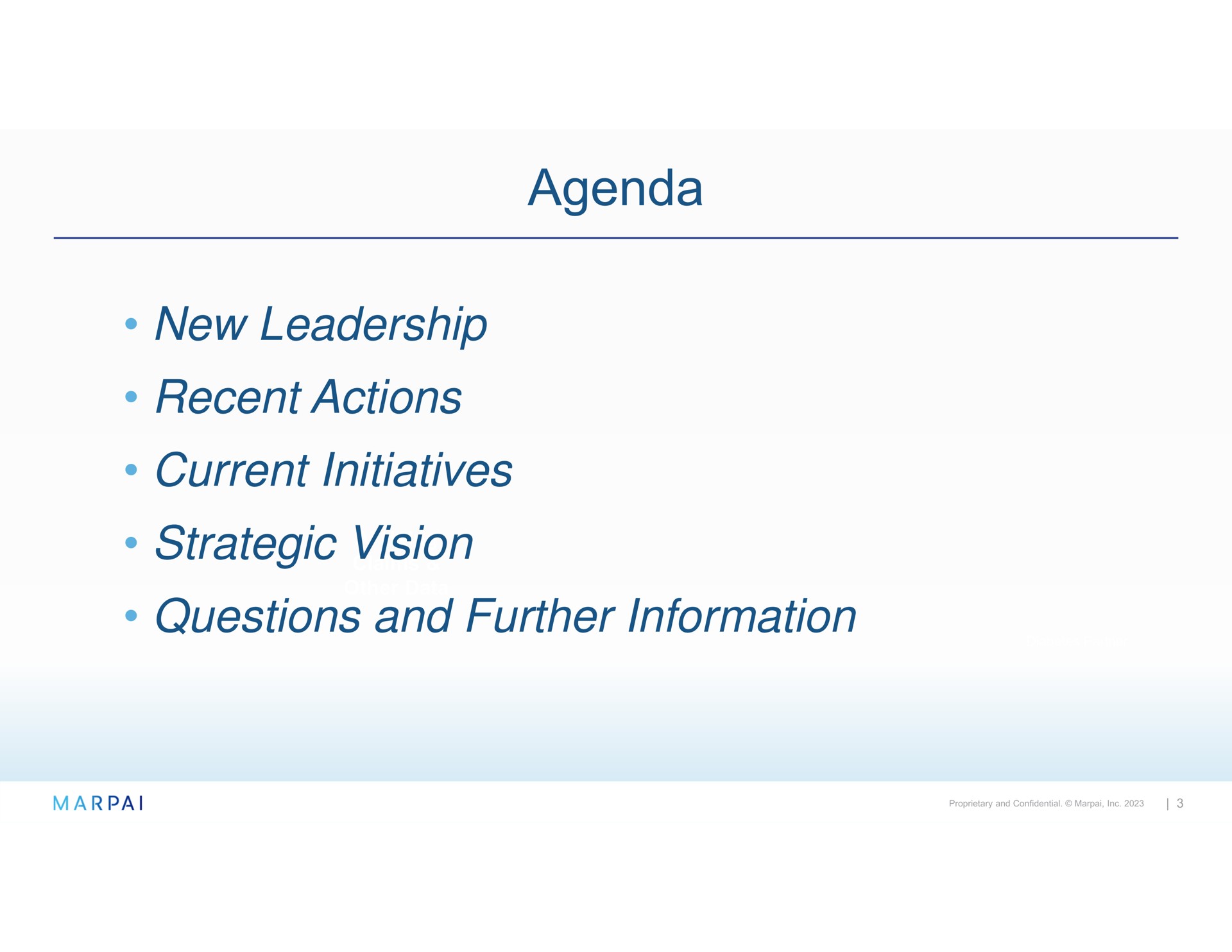 agenda new leadership recent actions current initiatives strategic vision questions and further information | Marpai