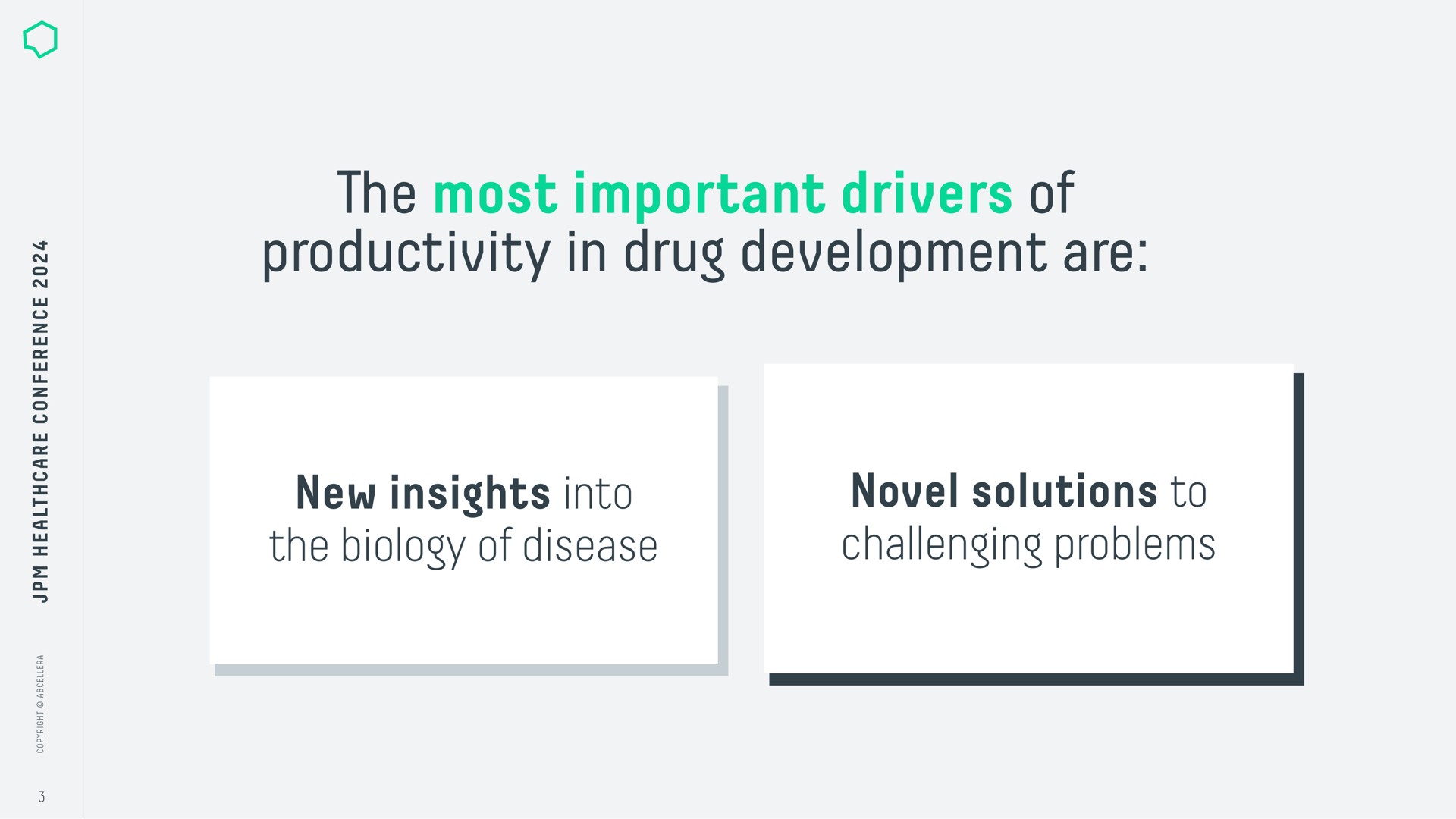 the most important drivers of productivity in drug development are new insights into the biology of disease novel solutions to challenging problems | AbCellera