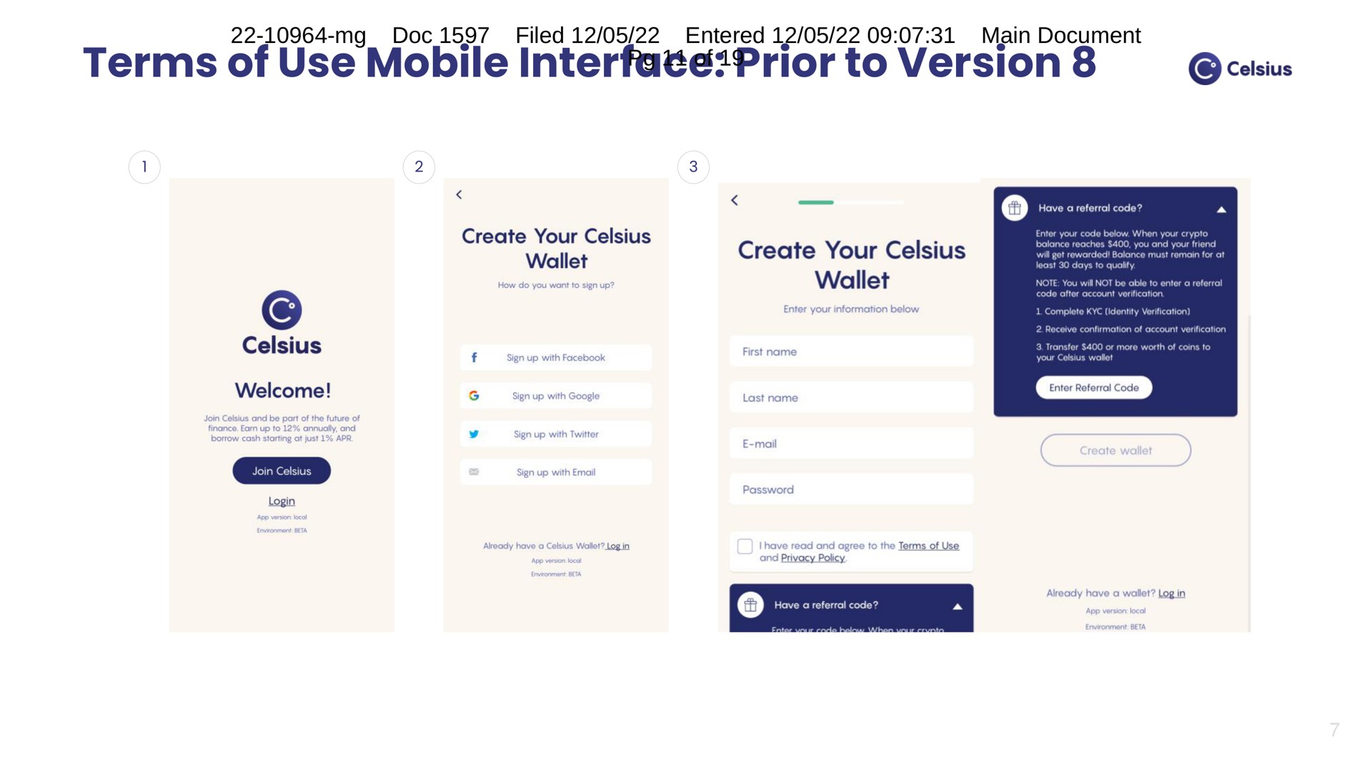 terms of use mobile interface prior to version | Celsius Network