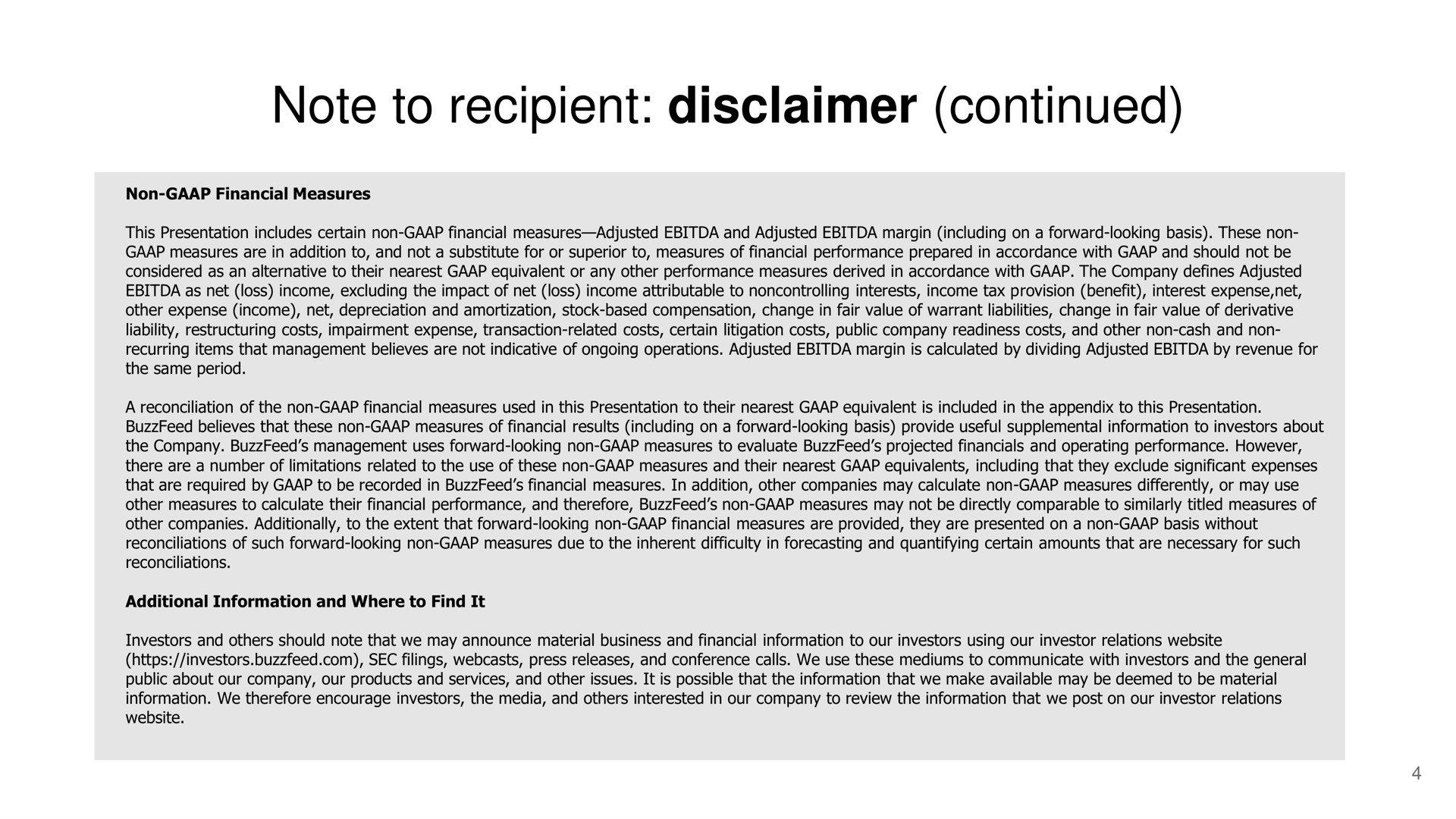 note to recipient disclaimer continued | BuzzFeed