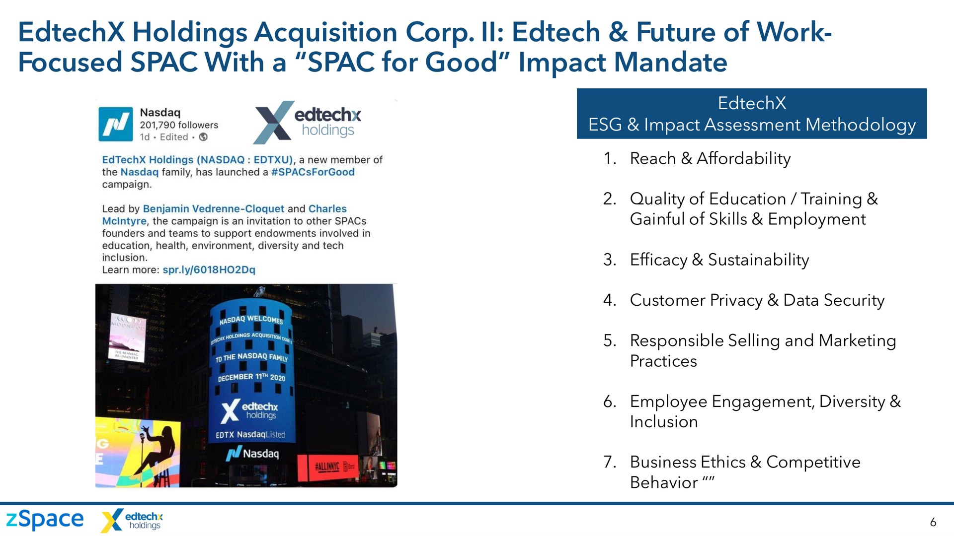holdings acquisition corp future of work focused with a for good impact mandate tec | zSpace