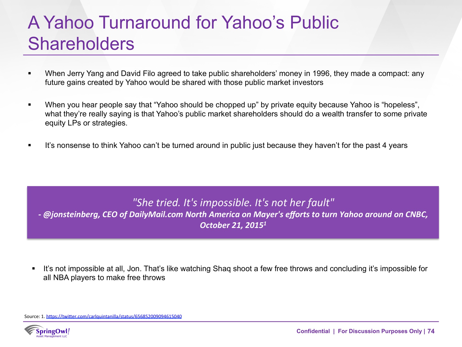 a yahoo turnaround for yahoo public shareholders | SpringOwl