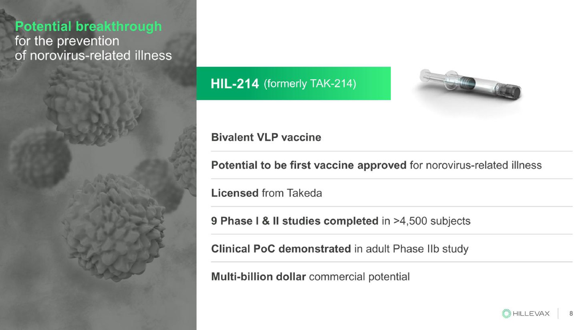 for the prevention of related illness formerly bivalent vaccine potential to be first vaccine approved for related illness licensed from clinical demonstrated in adult phase study | Hillevax
