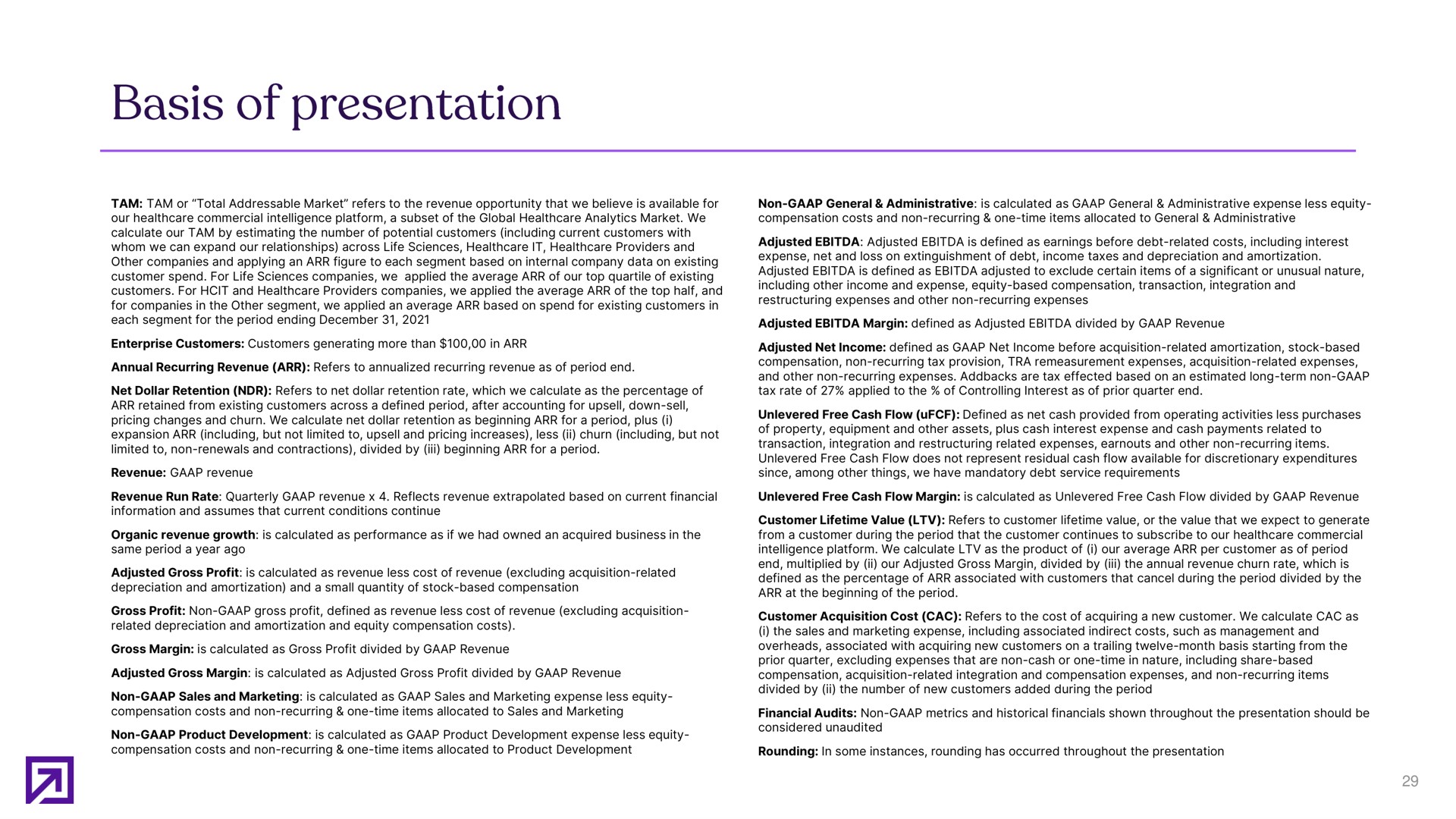 basis of presentation | Definitive Healthcare