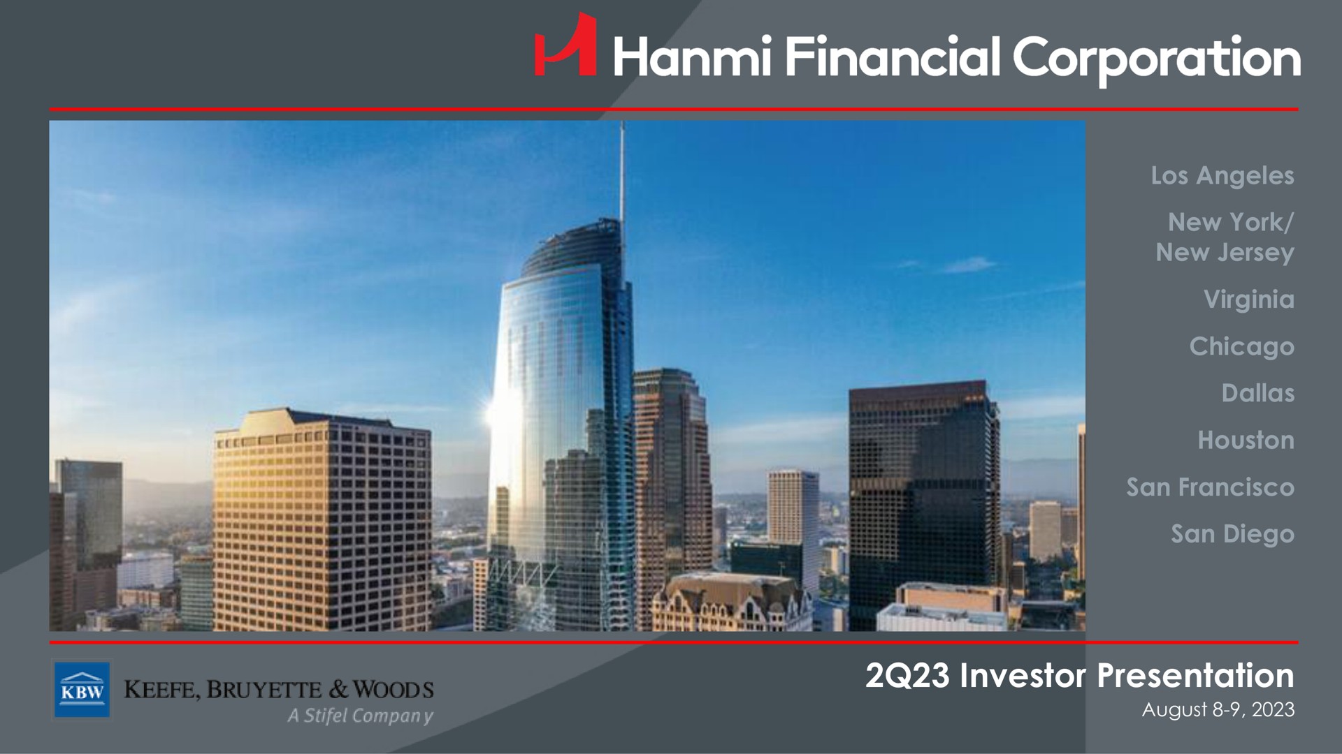 new york new jersey san san investor presentation financial corporation i a company august | Hanmi Financial