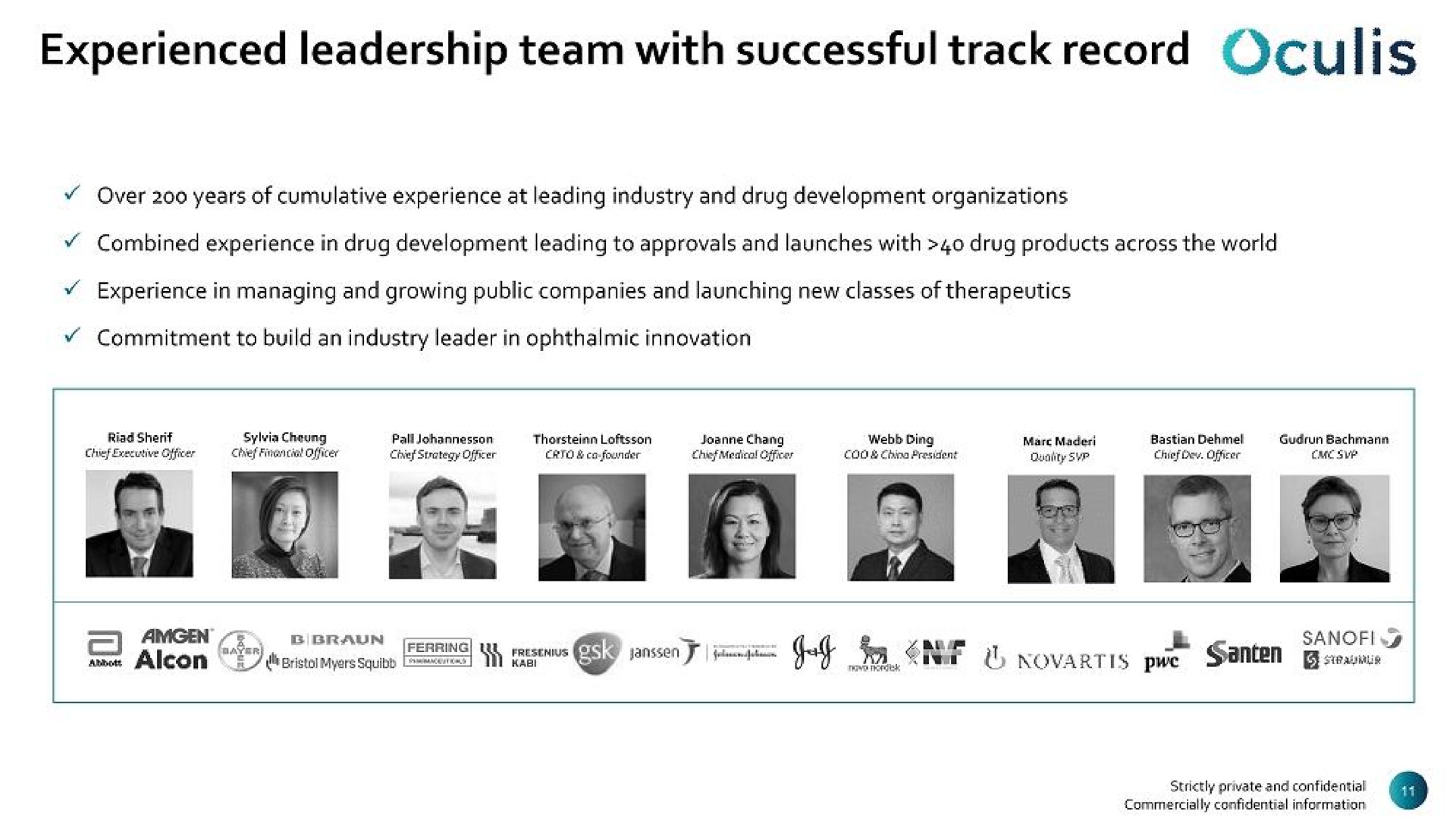experienced leadership team with successful track record | Oculis