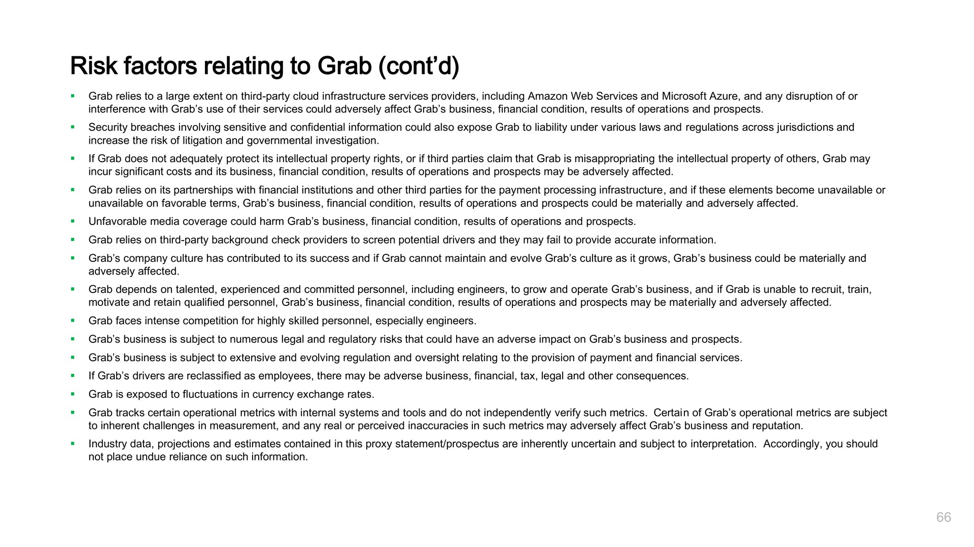 risk factors relating to grab | Grab