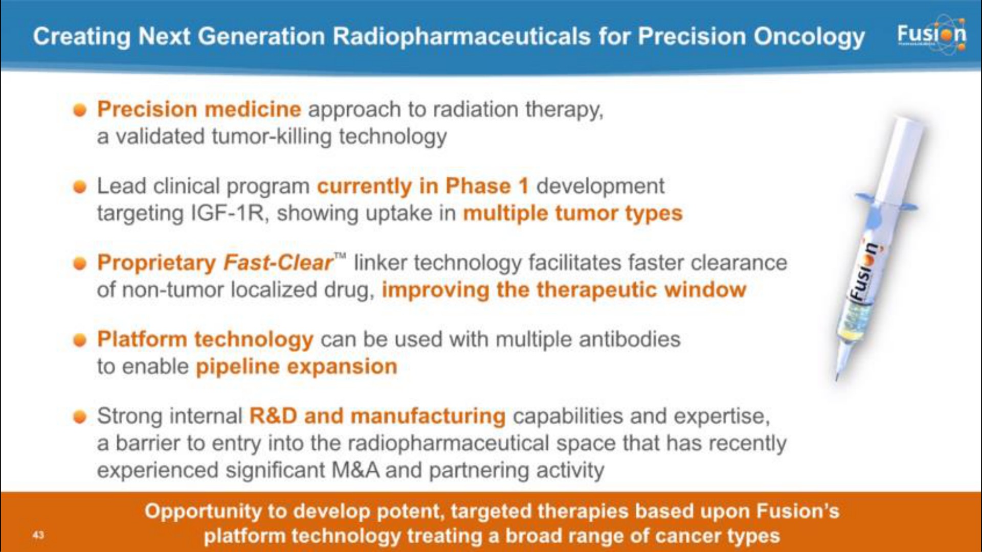 creating next generation for precision oncology targeting showing uptake in multiple tumor types by | Fusion Pharmaceuticals