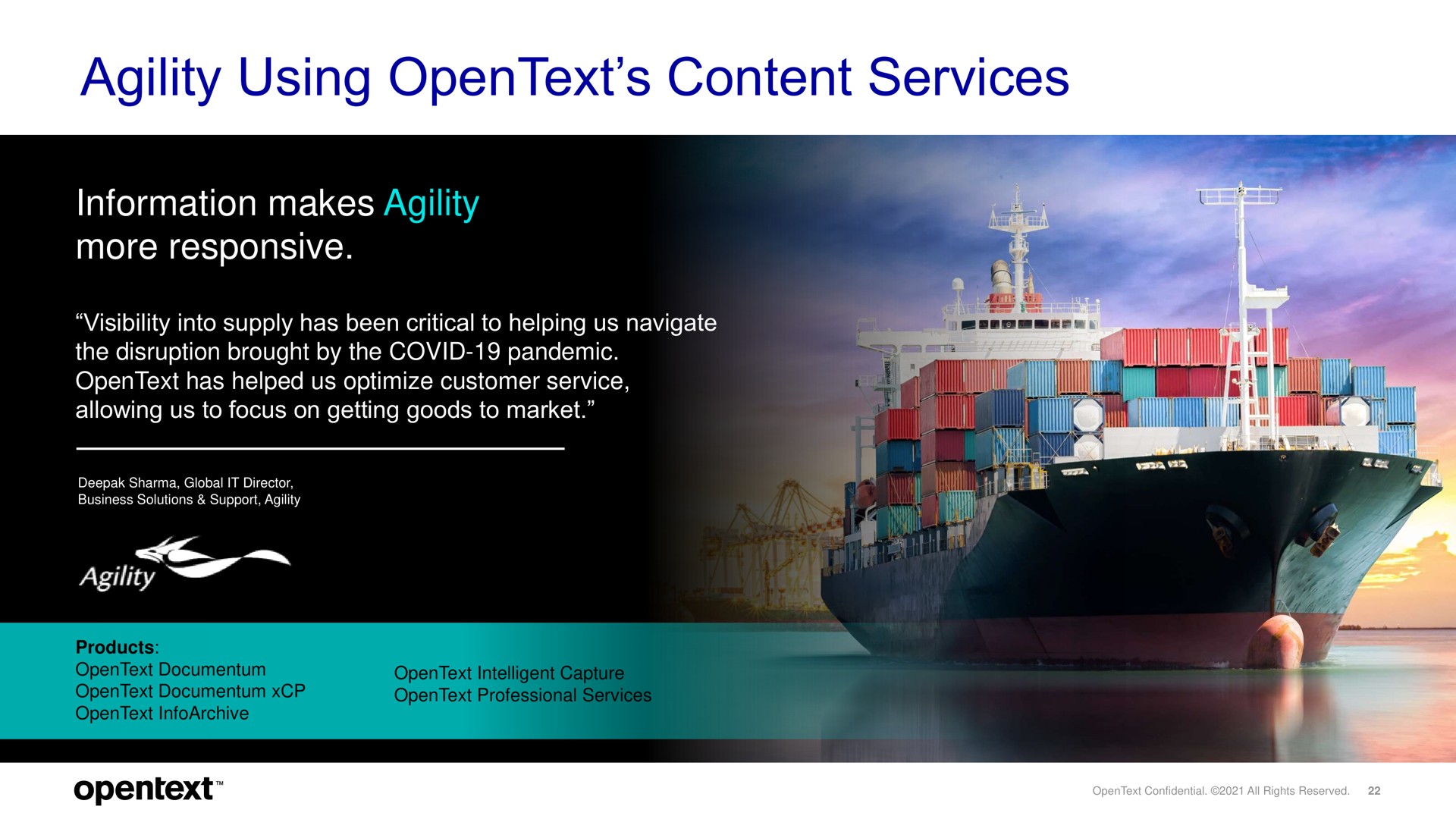 agility using content services information makes agility more responsive i a i a i | OpenText