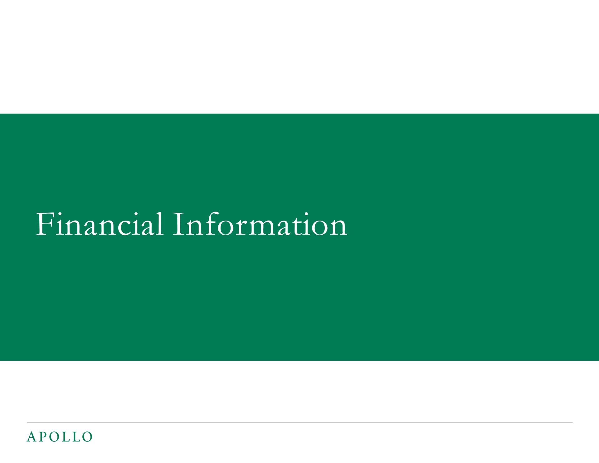 financial information | Apollo Global Management