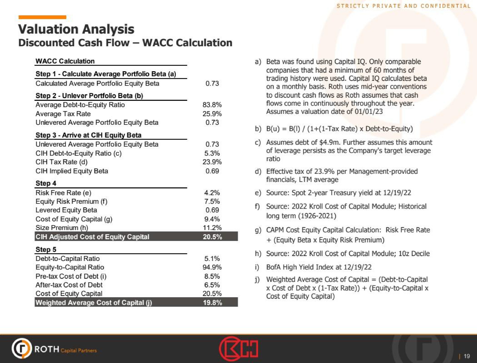 valuation analysis discounted cash flow calculation a | ROTH Capital Partners
