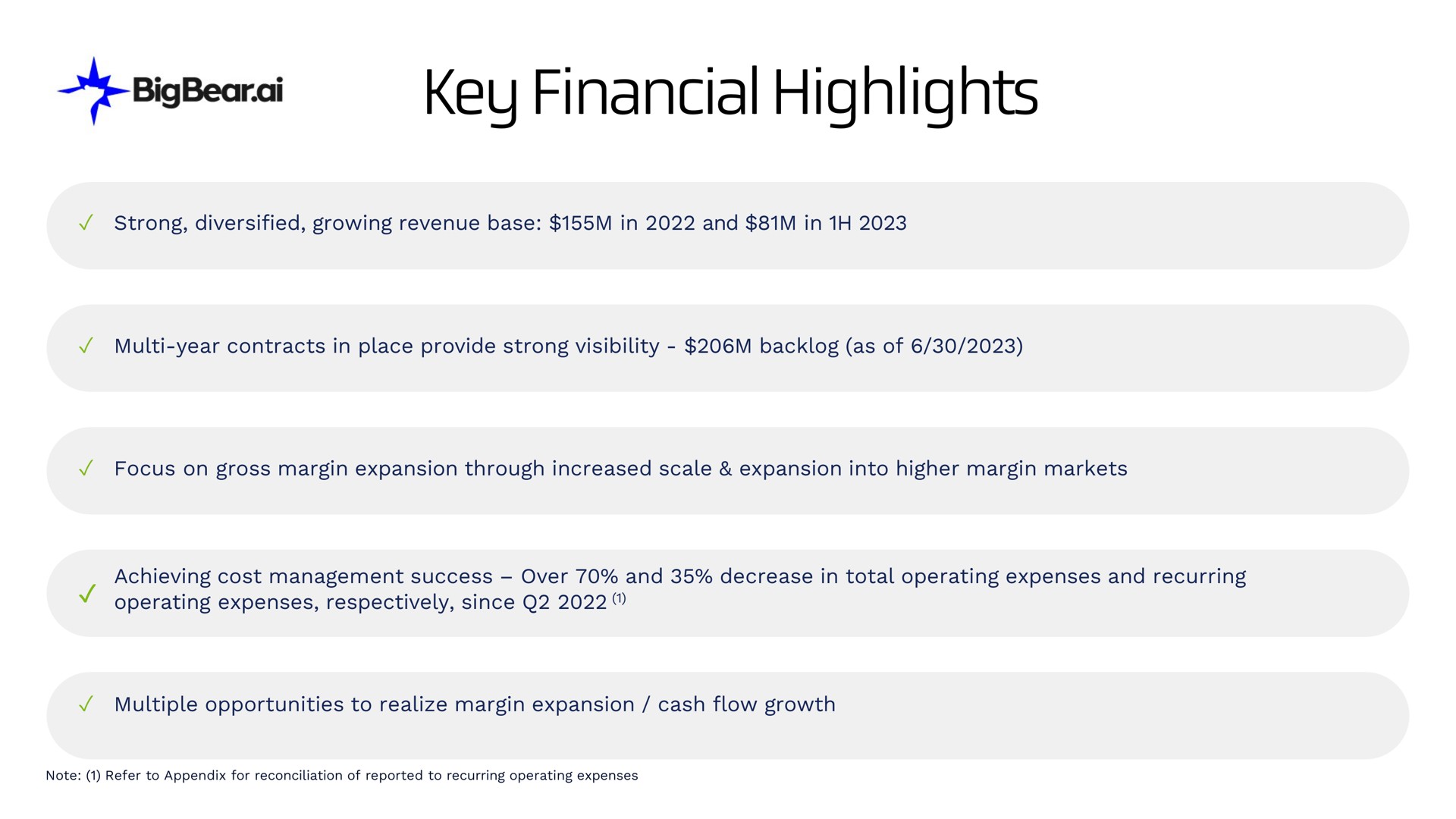 key financial highlights | Bigbear AI