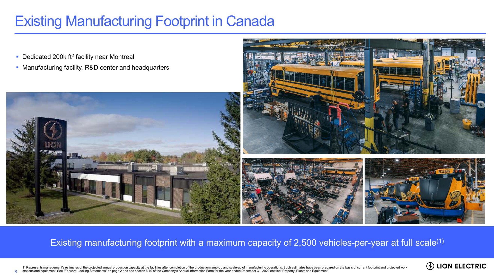 existing manufacturing footprint in canada existing manufacturing footprint with a maximum capacity of vehicles per year at full scale | Lion Electric