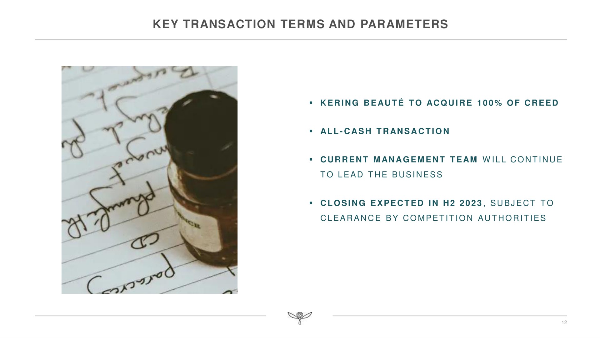 key transaction terms and parameters | Kering